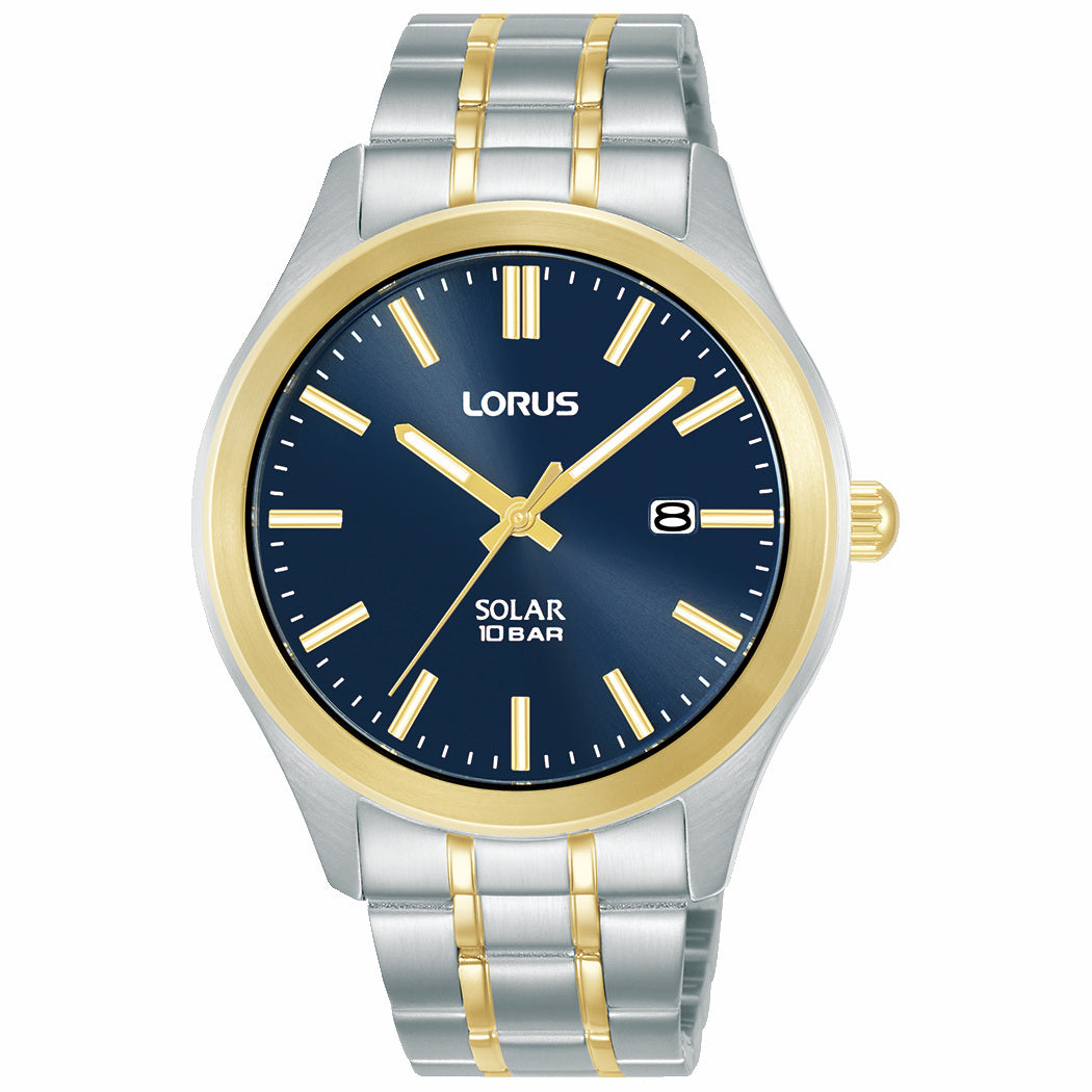 Lorus Men's Solar Two Tone Bracelet Watch RX392AX9