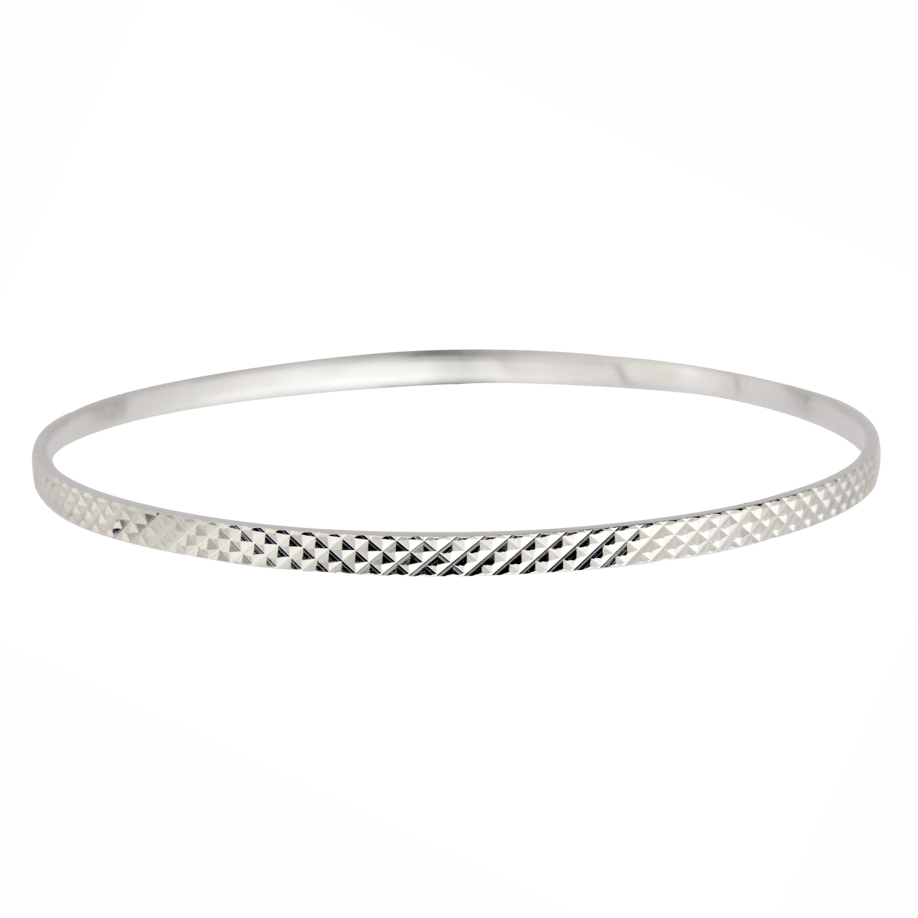Sterling Silver 3mm Multi Diamond Cut Stacker Bangle