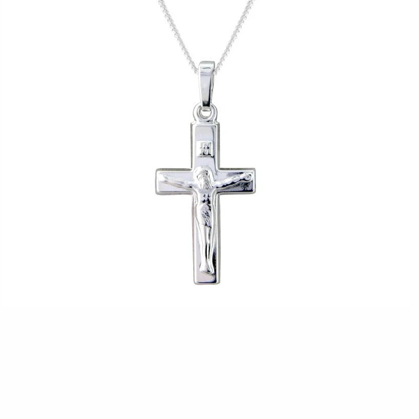 Sterling Silver Polished Crucifix & Chain