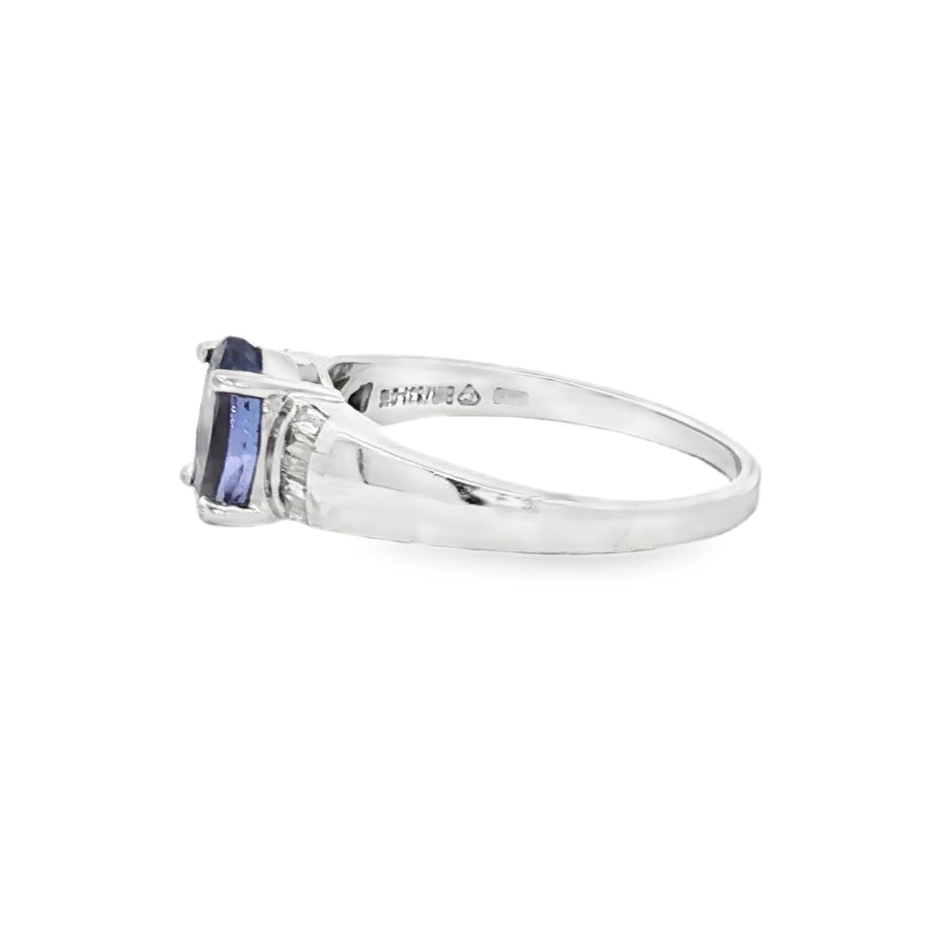Pre Owned Tanzanite & Diamond Ring 18ct White Gold side 1