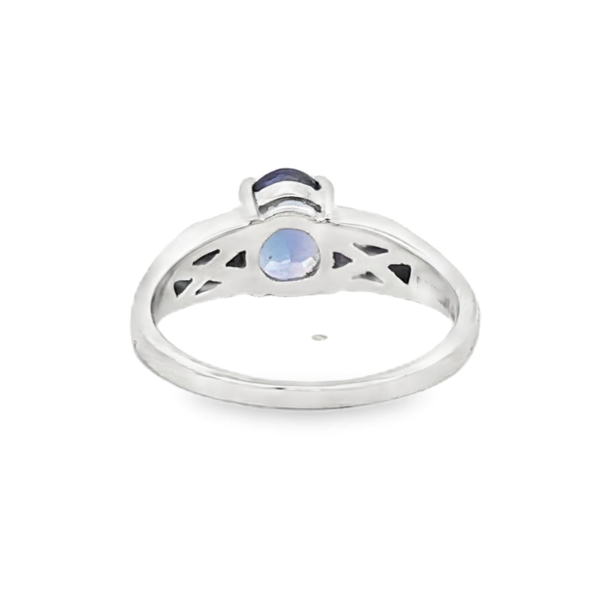 Pre Owned Tanzanite & Diamond Ring 18ct White Gold rear view