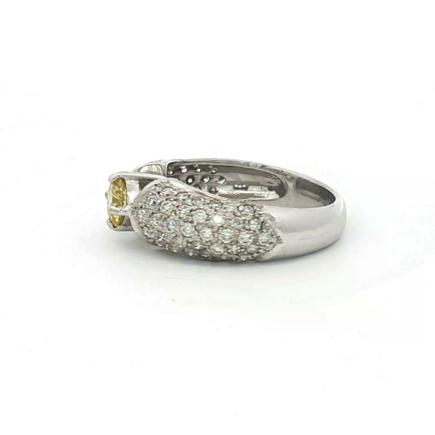 Pre Owned Yellow & White Diamond Ring 18ct White Gold side