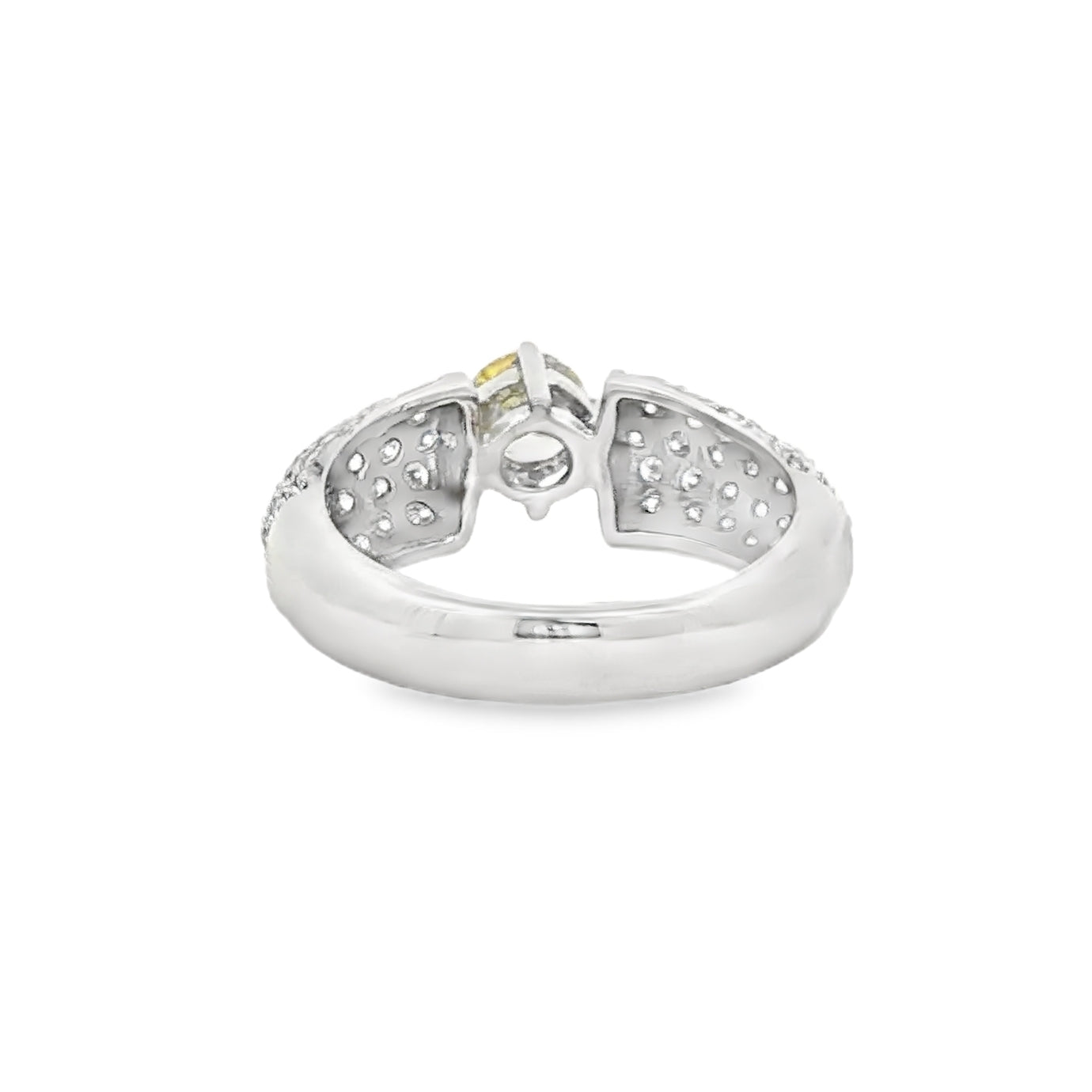 Pre Owned Yellow & White Diamond Ring 18ct White Gold rear view