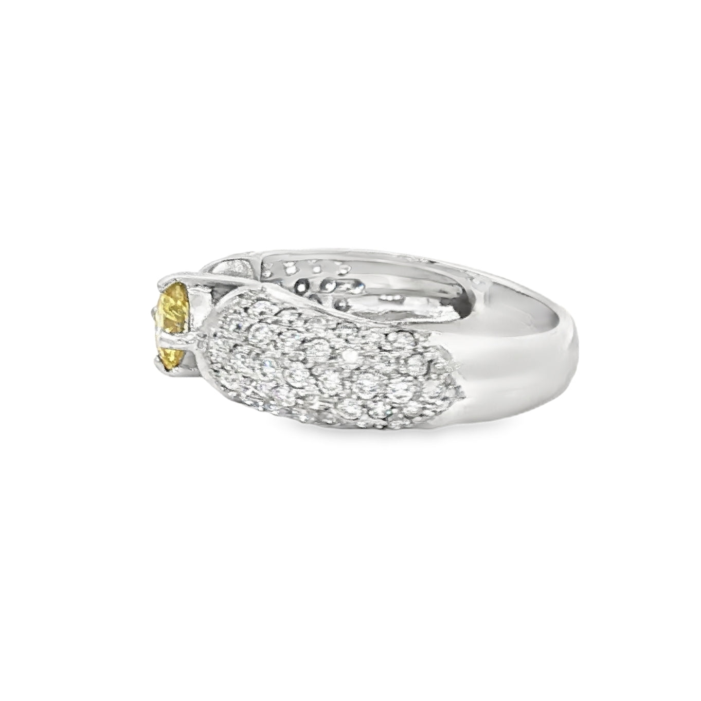 Pre Owned Yellow & White Diamond Ring 18ct White Gold side view