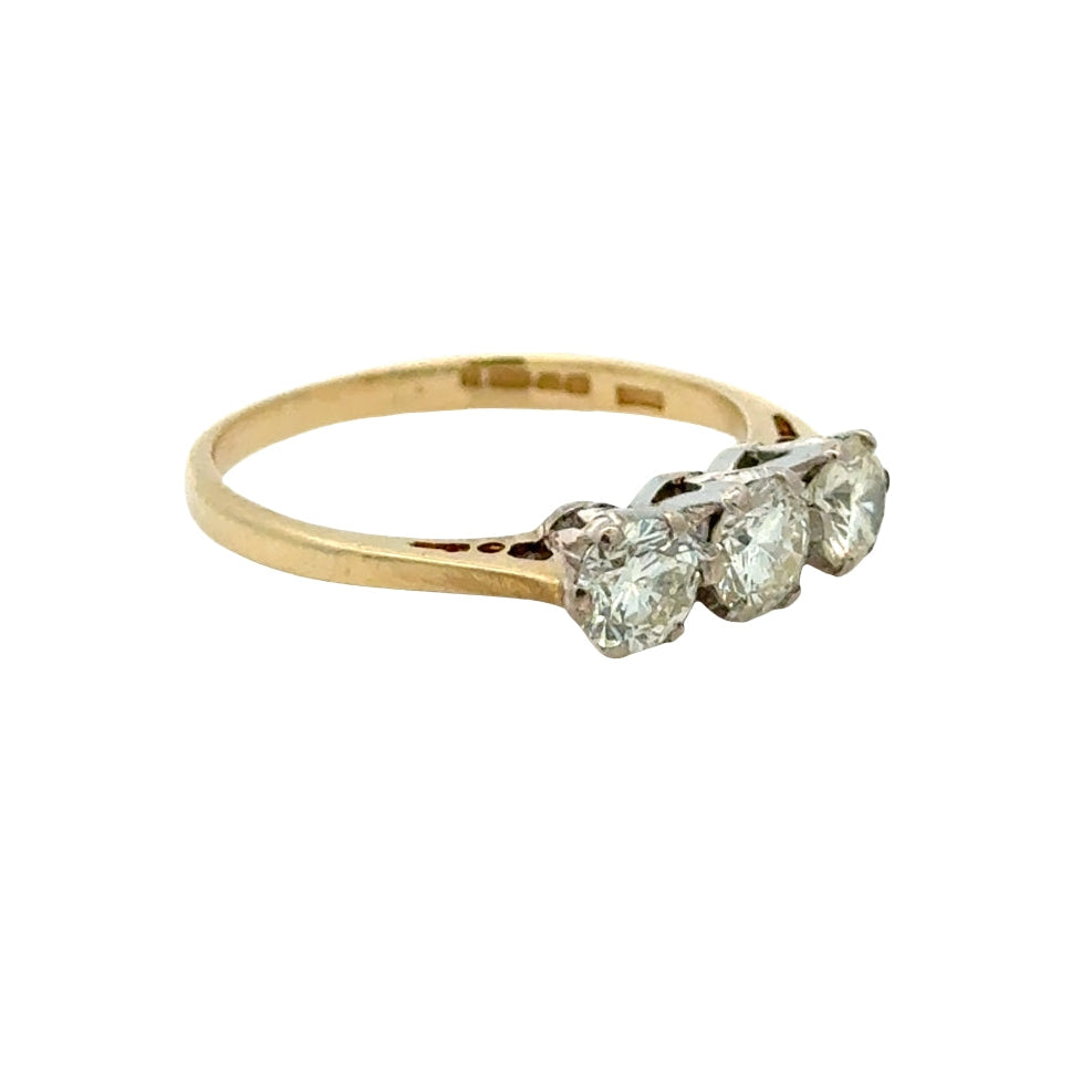 Pre Owned Diamond Trilogy Ring 18ct Gold SIDE