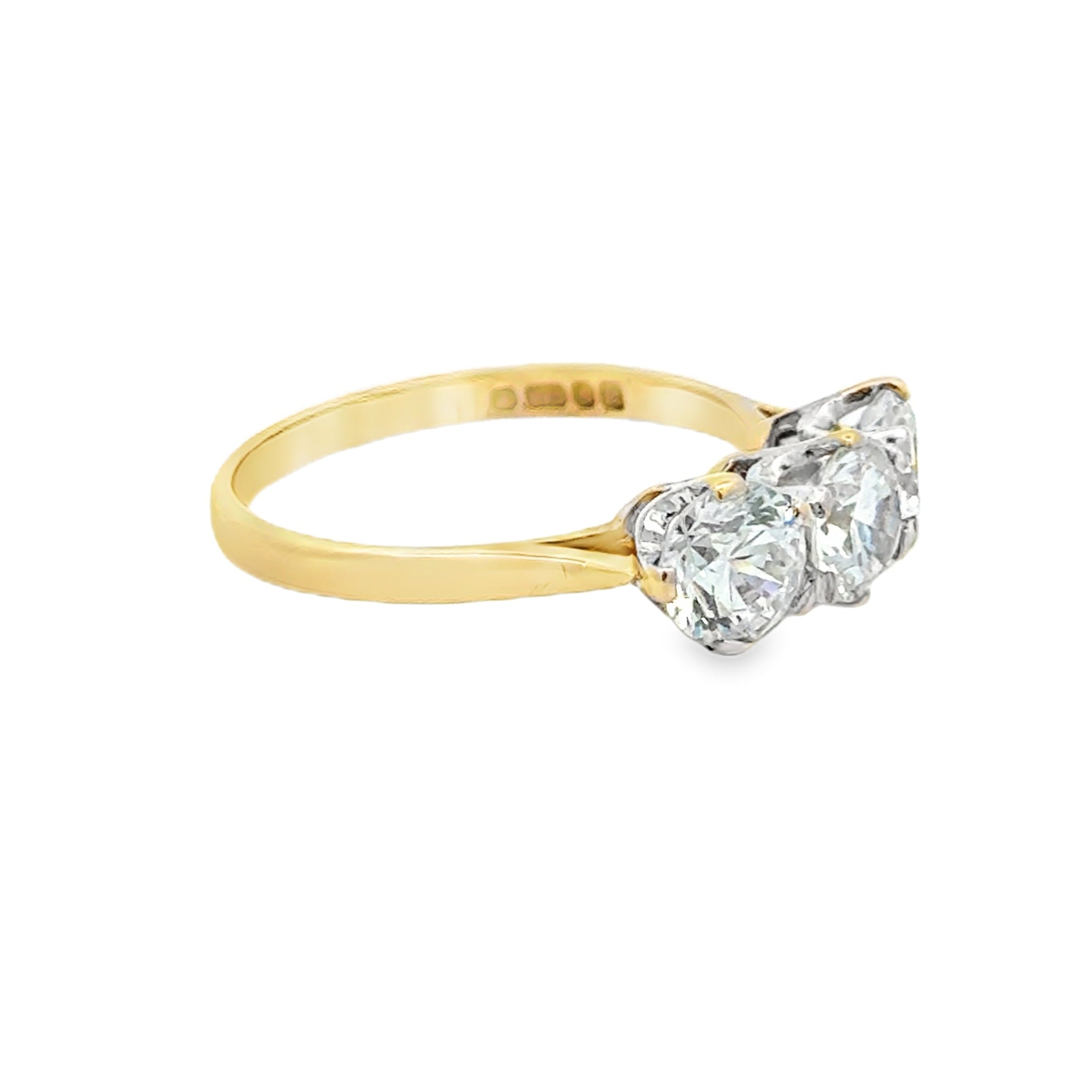 Pre Owned Cubic Zirconia Trilogy Ring 9ct Gold