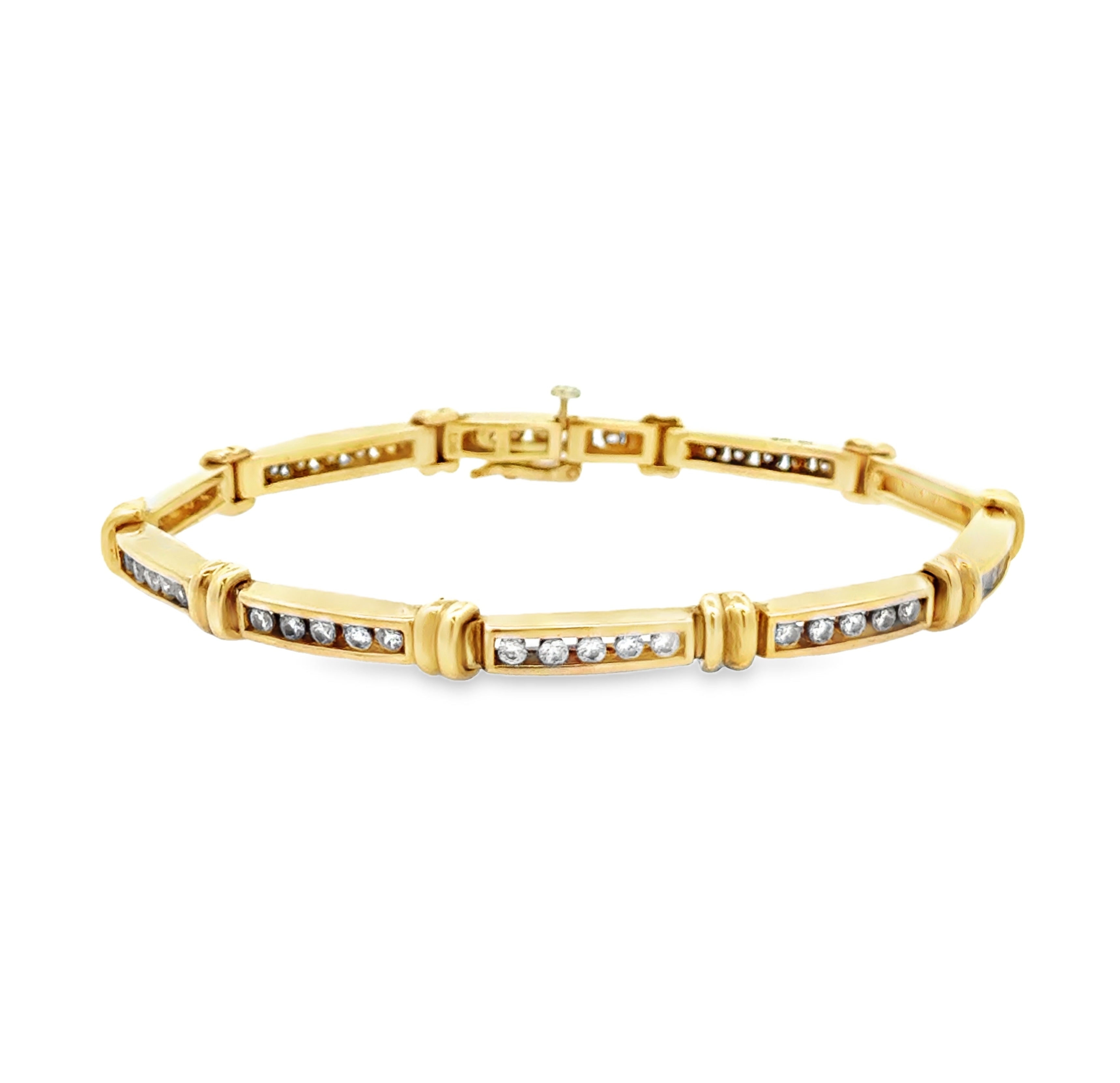 Pre Owned 9ct Gold Channel Set CZ Bracelet