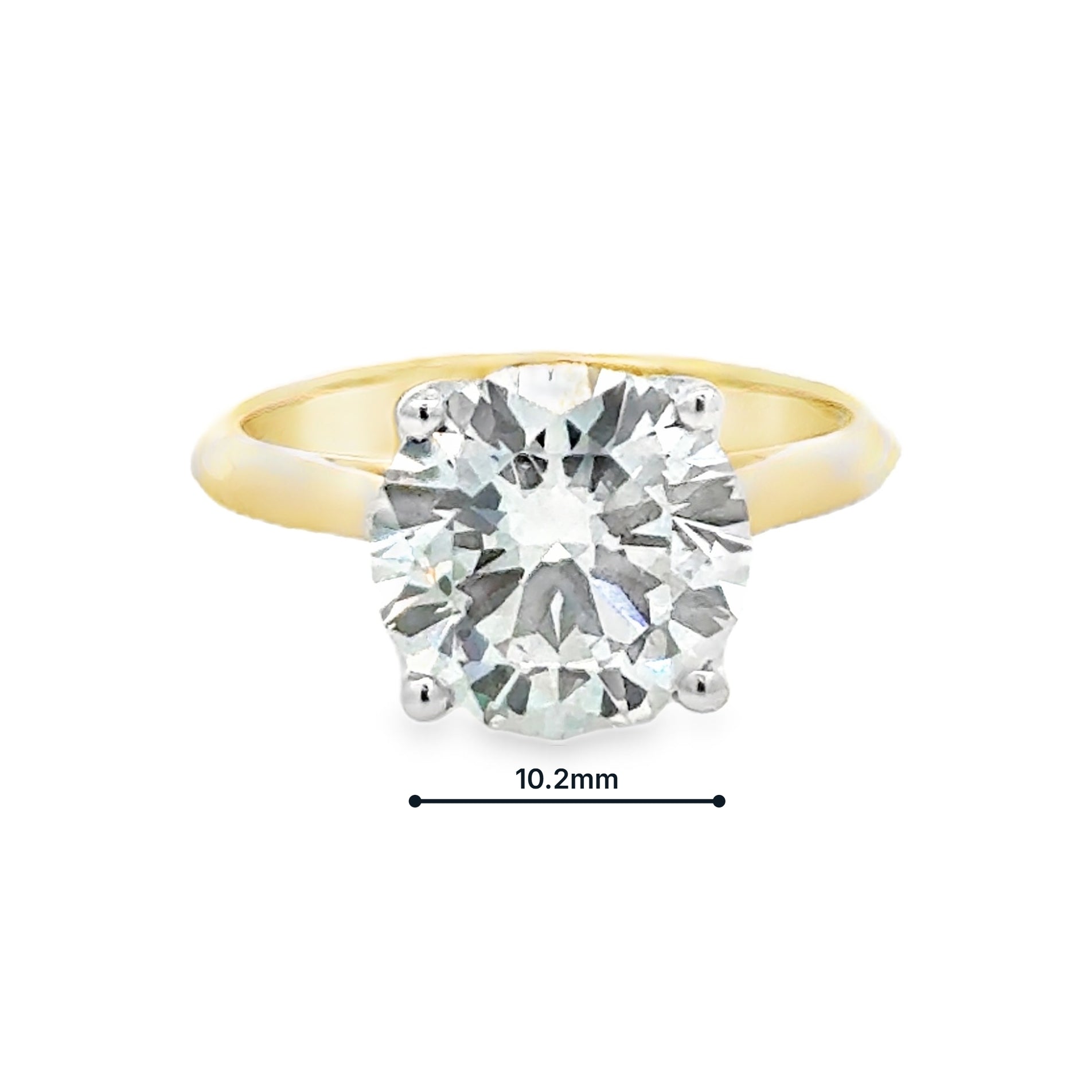 Lab Grown Diamond Brilliant Cut 4.04ct Solitaire Ring 9ct Gold measurements