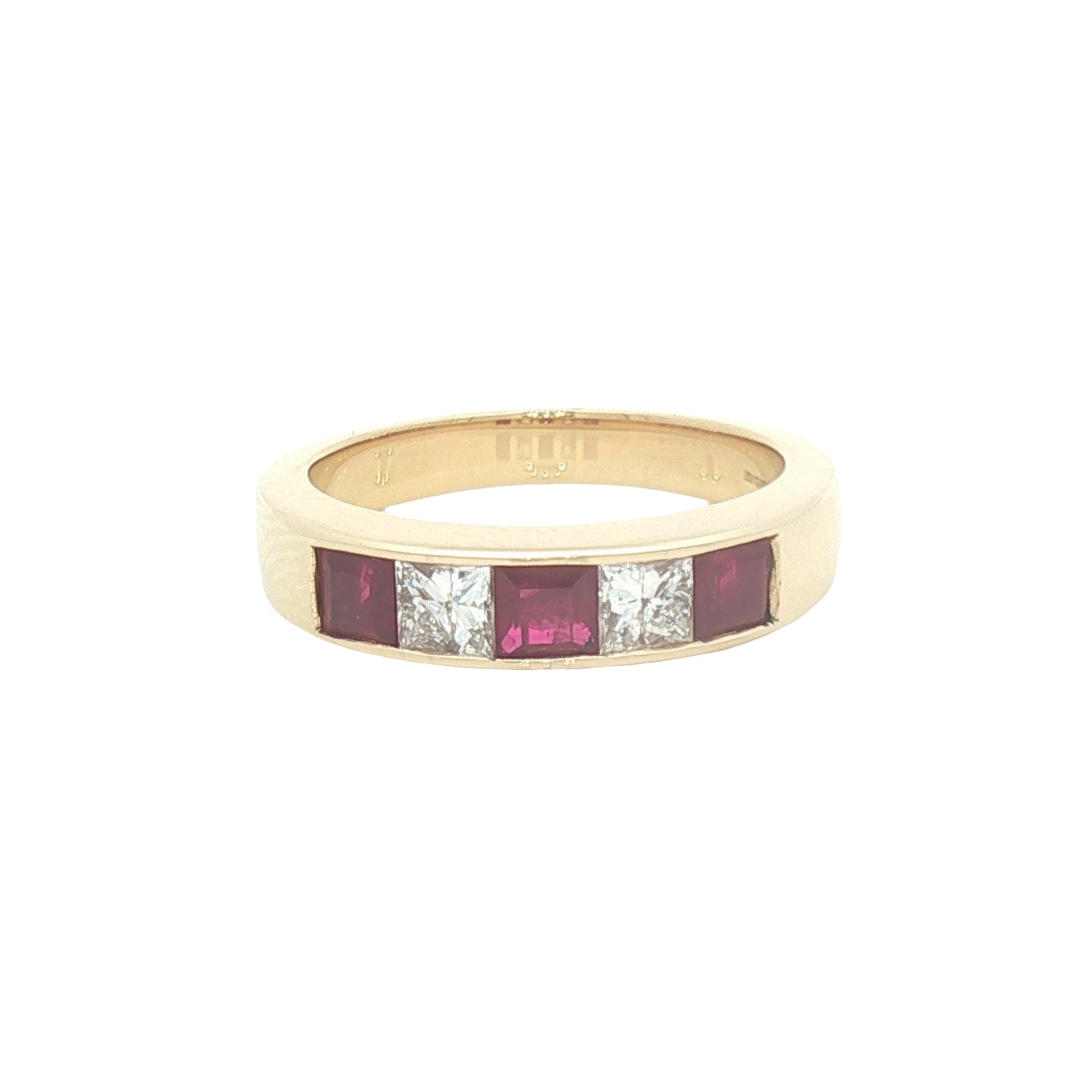 Pre Owned Ruby & Diamond 5 Stone Eternity Ring 18ct Gold