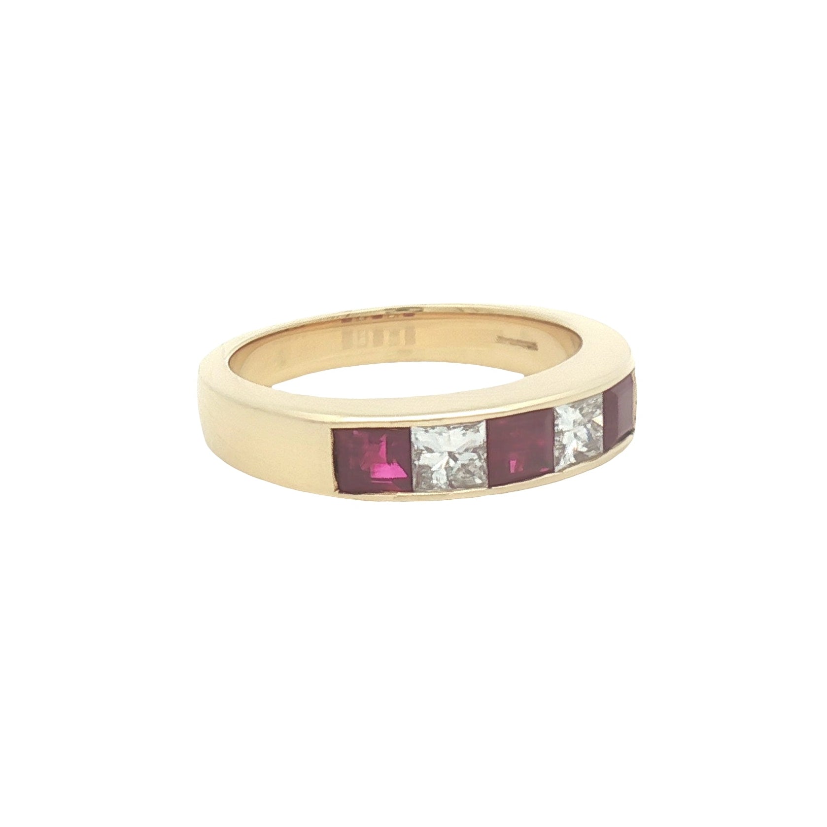 Pre Owned Ruby & Diamond 5 Stone Eternity Ring 18ct Gold side