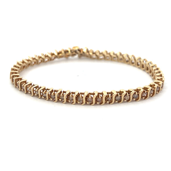 Pre Owned Diamond S Link Bracelet 9ct Gold
