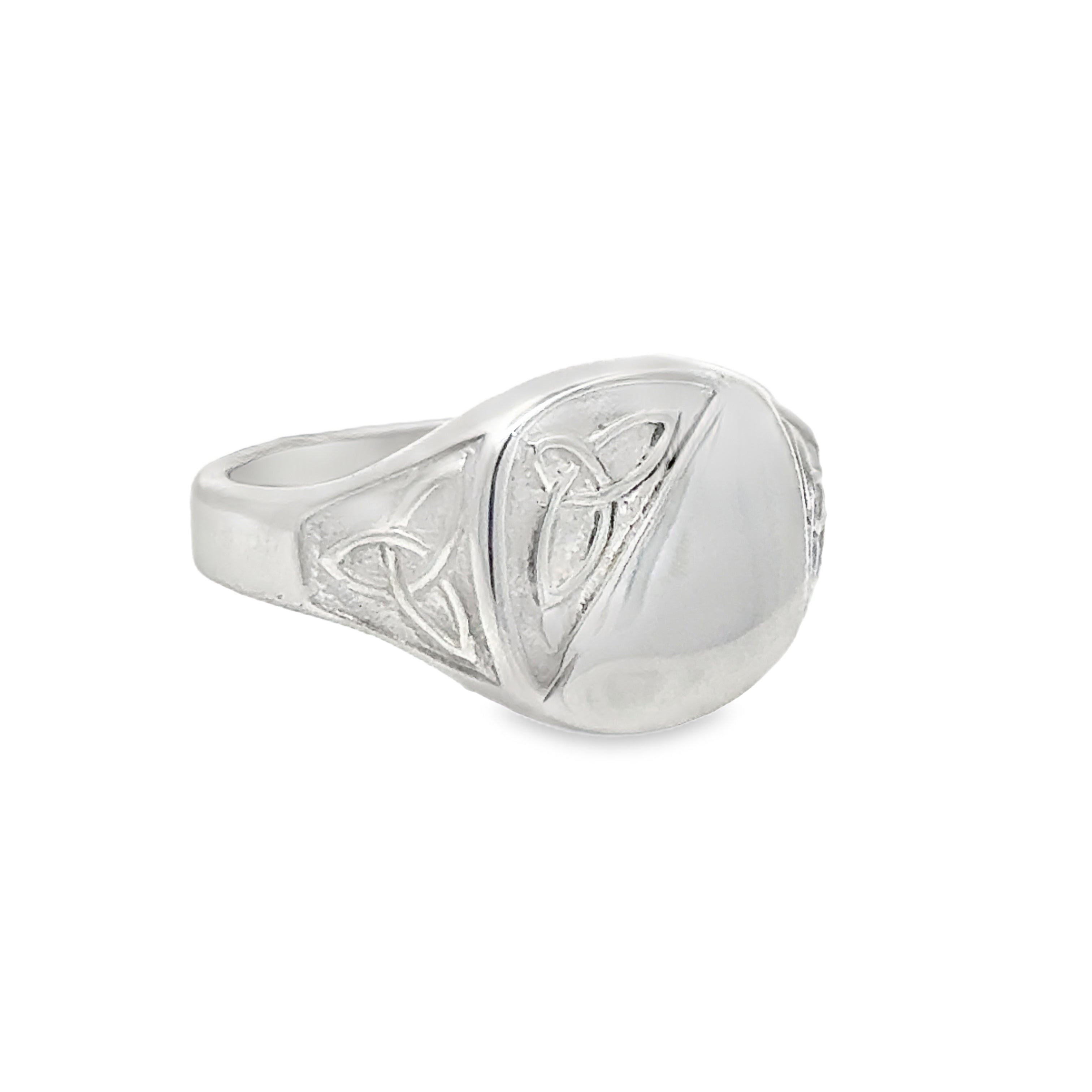 Sterling Silver Corner Engraved Celtic Signet Ring side