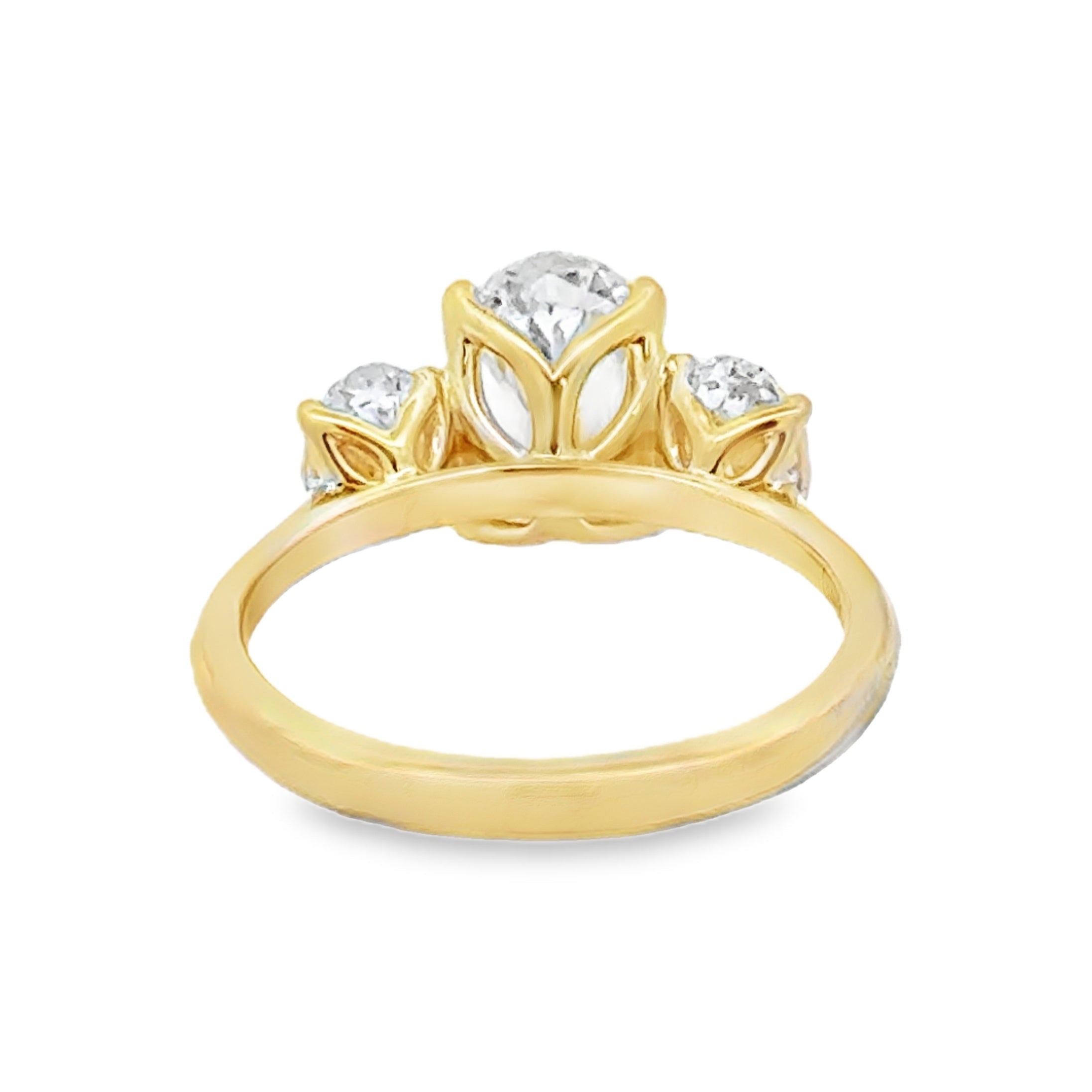 Lab Grown Diamond Oval Cut 2.04ct Trilogy Ring 9ct Gold rear