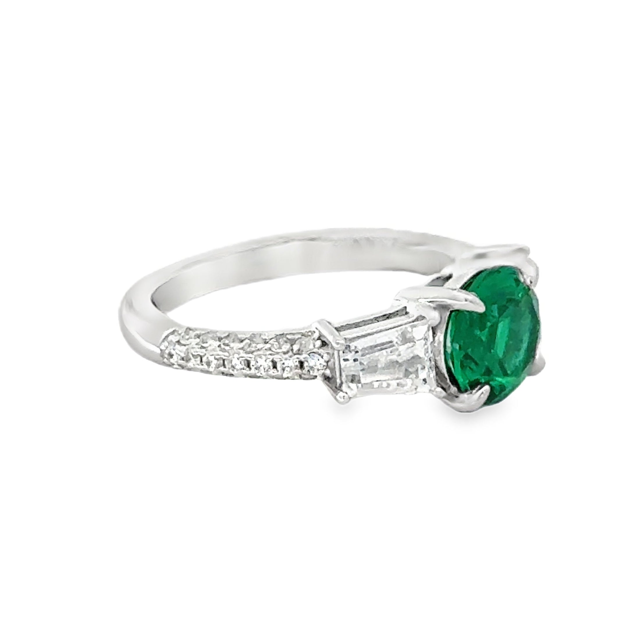 Silver Green CZ Trilogy Ring SIDE