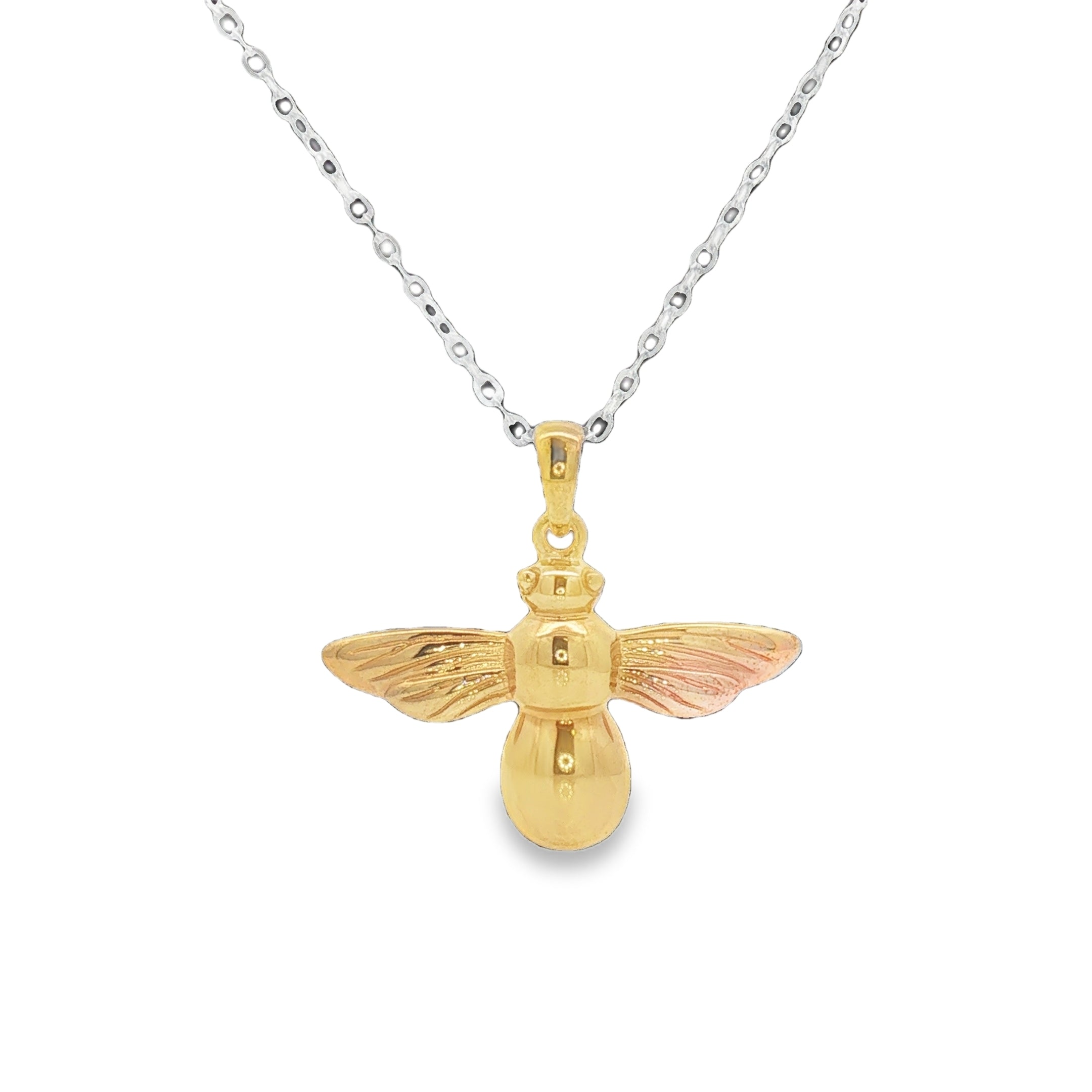 Sterling Silver Large Gold Plated Bee Necklace