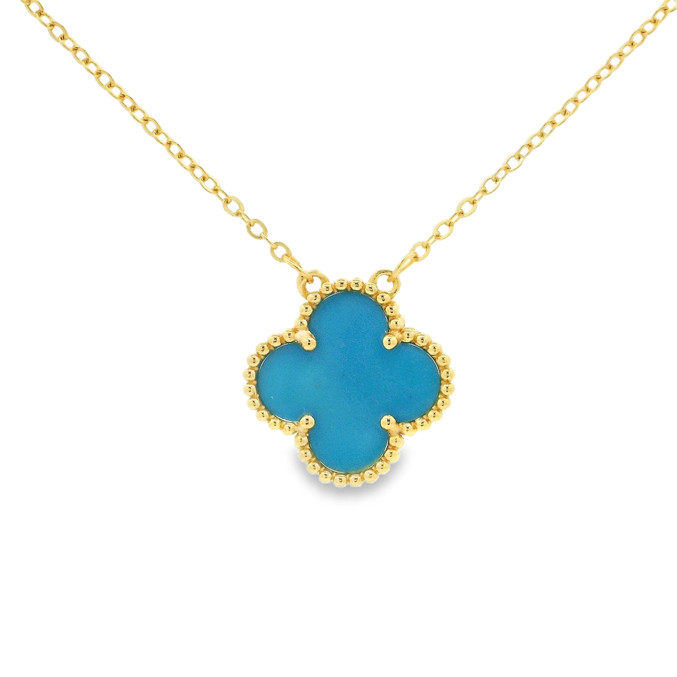 Silver Gold Plated Turquoise Clover Necklace