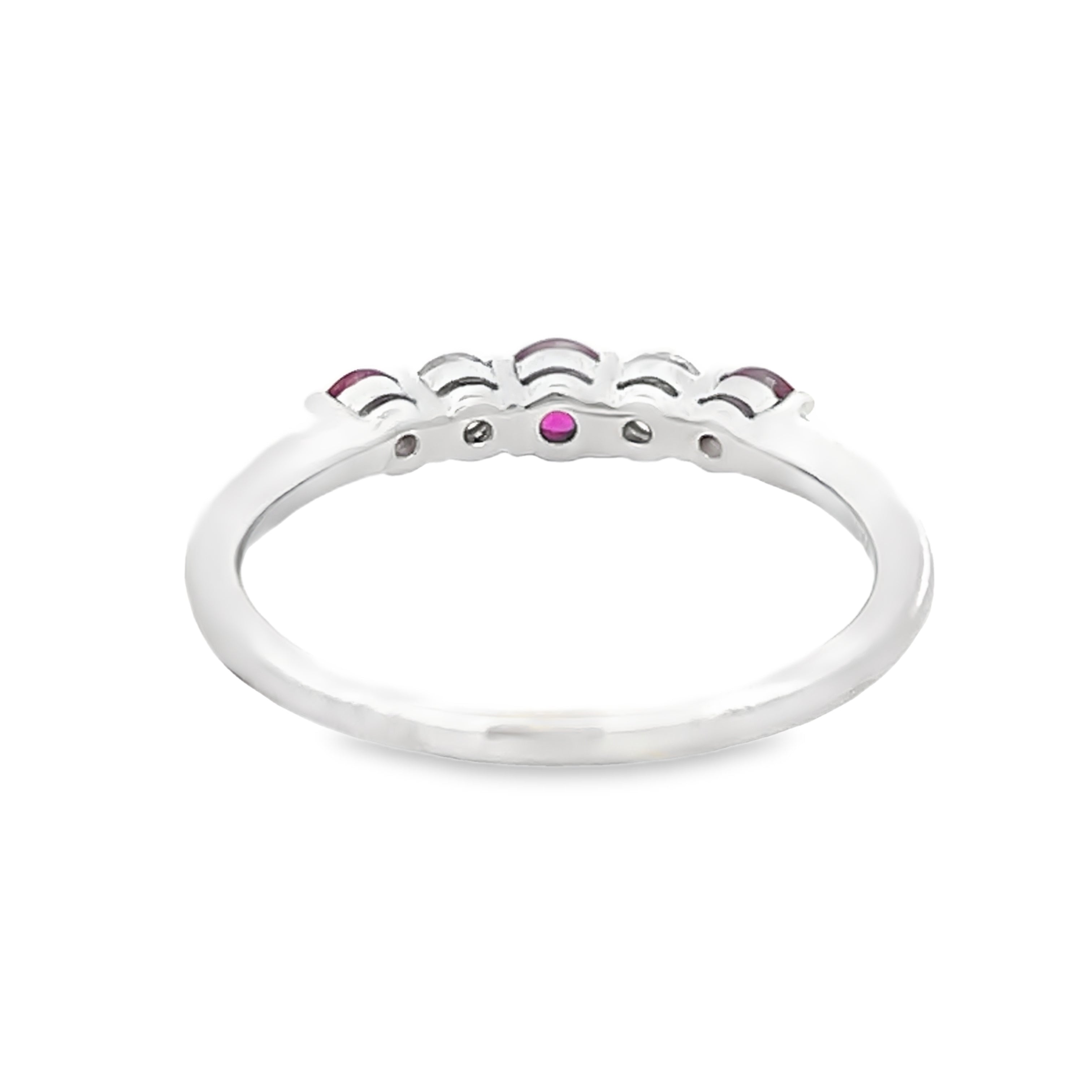 Ruby & Diamond 5 Stone Eternity Ring 18ct White Gold