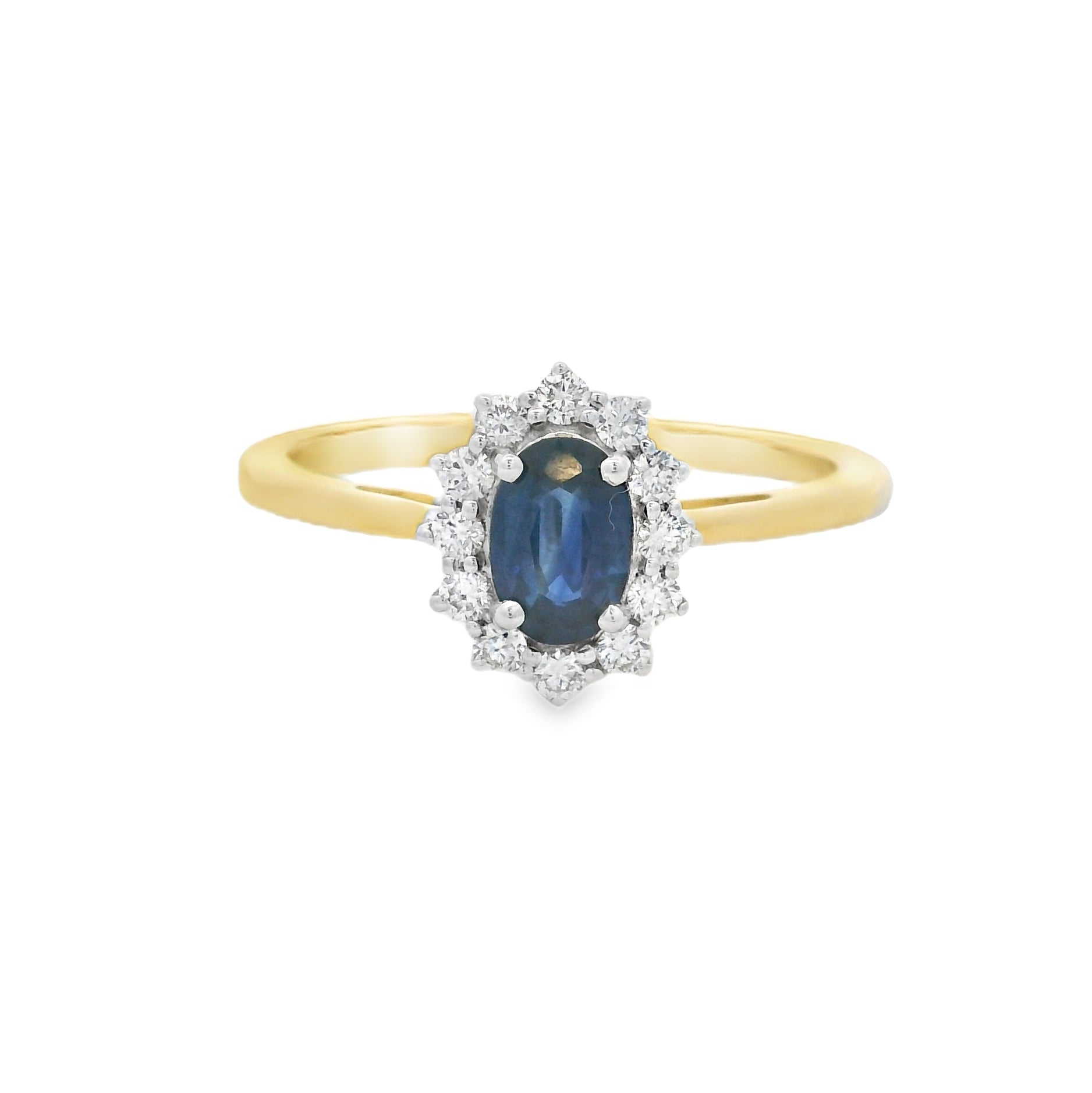Sapphire & Diamond Oval Cluster Ring 18ct Gold