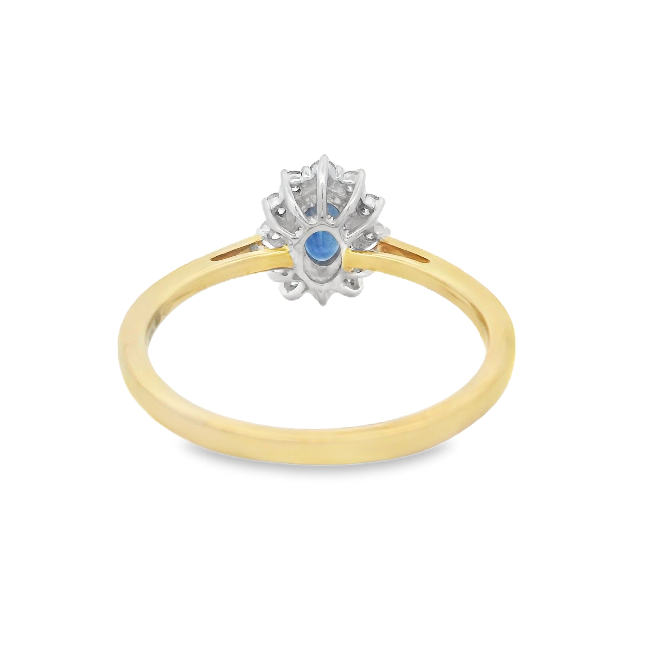 Sapphire & Diamond Oval Cluster Ring 18ct Gold