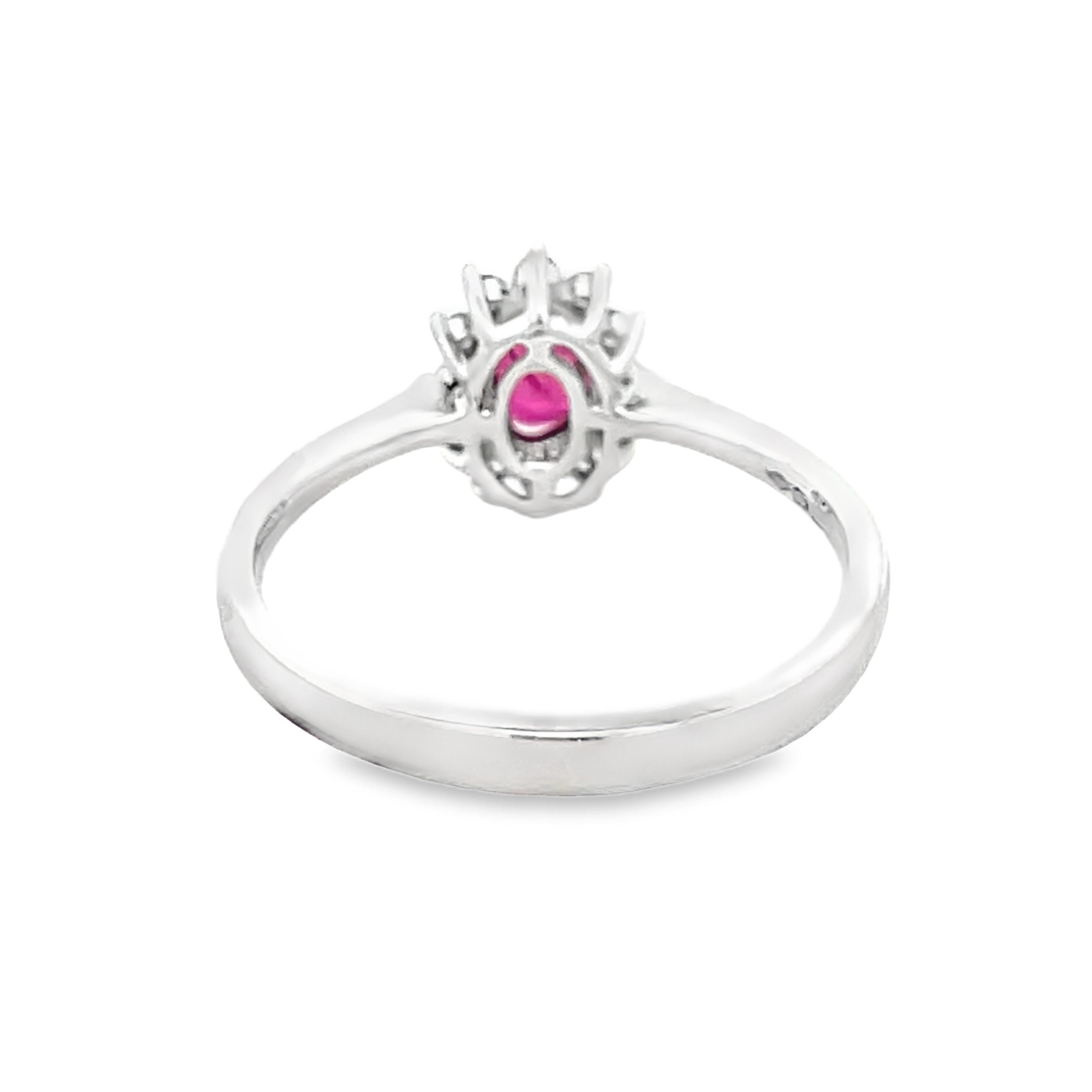 18ct White Gold Oval Ruby & Diamond Cluster Ring