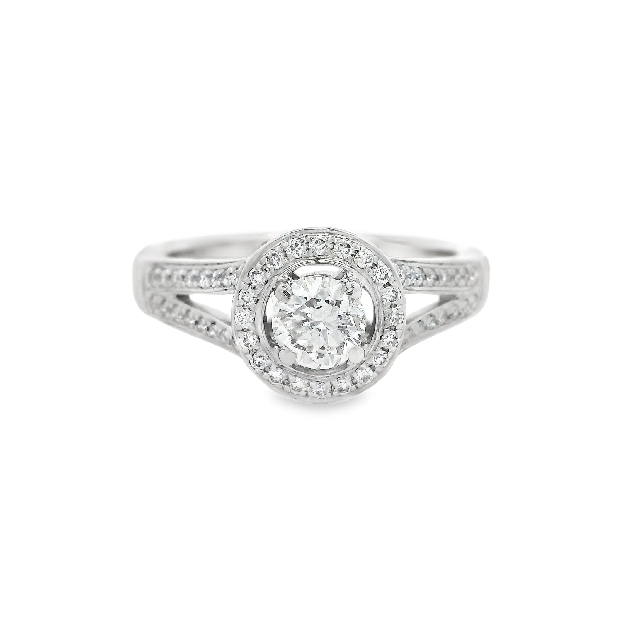 Diamond Halo Ring 0.53ct 18ct White Gold