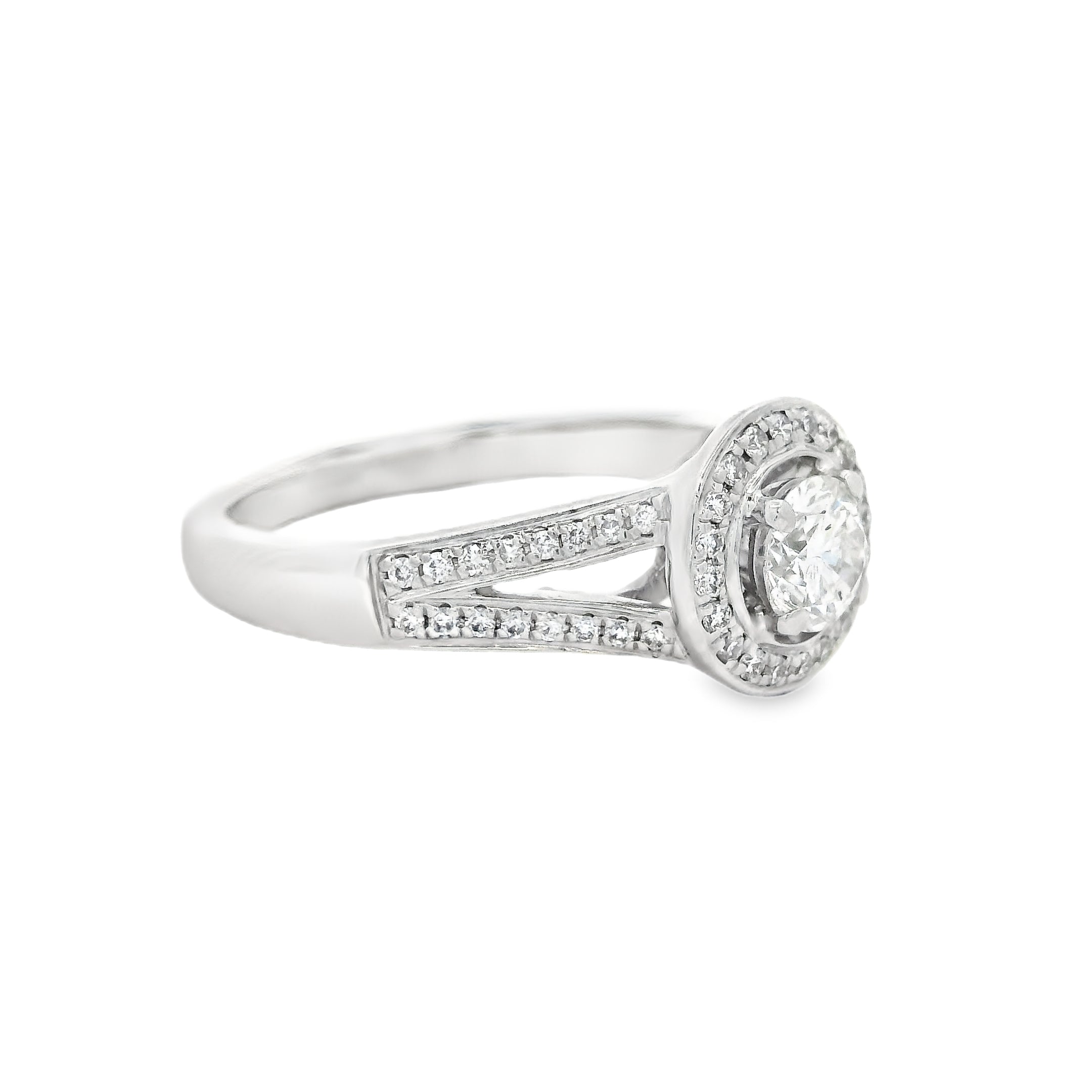 Diamond Halo Ring 0.53ct 18ct White Gold