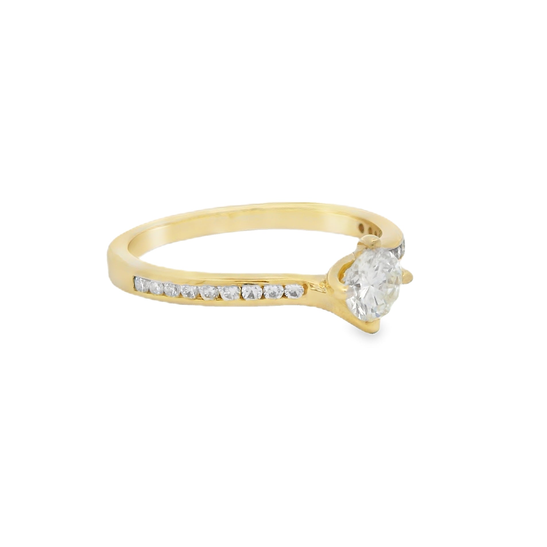 Solitaire 0.31ct Diamond Ring Diamond Set Shoulders 18ct Yellow Gold