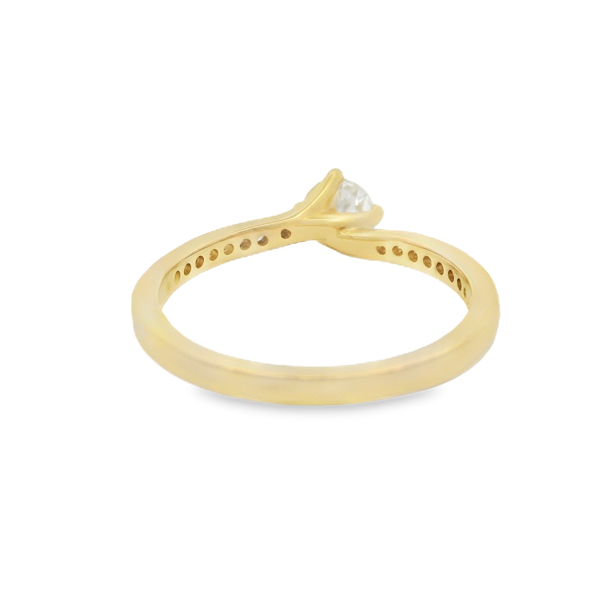 Solitaire 0.31ct Diamond Ring Diamond Set Shoulders 18ct Yellow Gold
