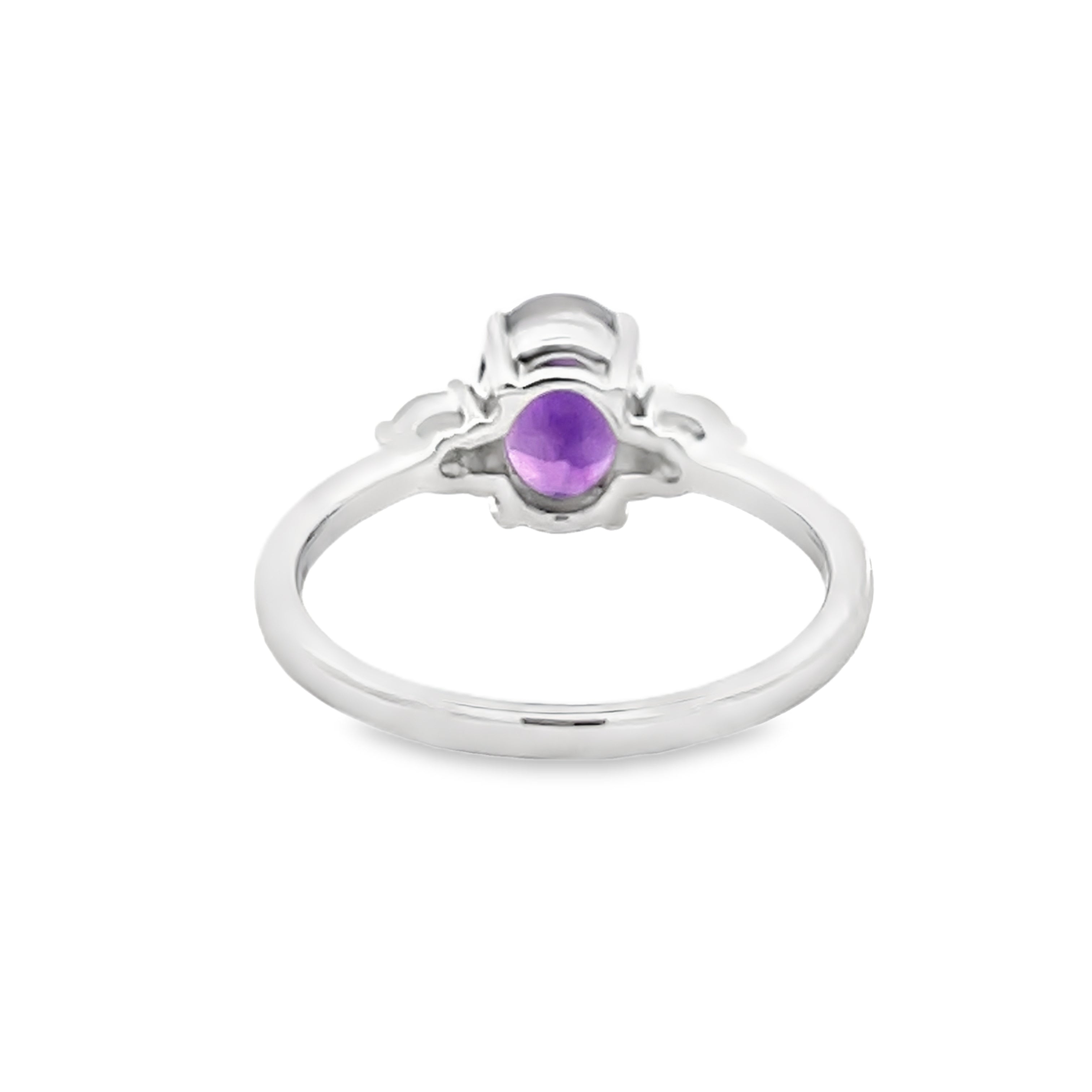 Amethyst & Diamond 3 Stone Ring 18ct White Gold