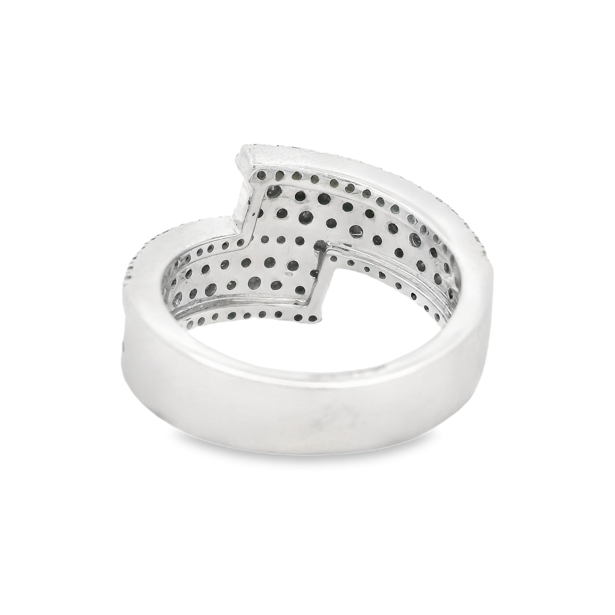 18ct White Gold Black & White Diamond Crossover Ring