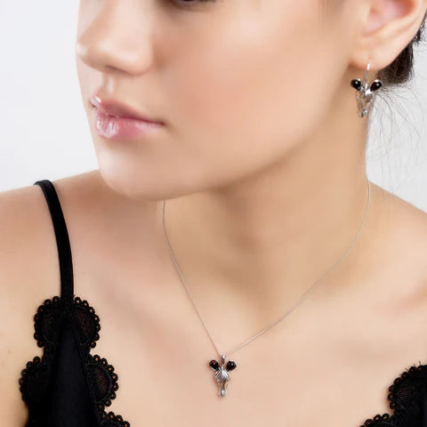 Henryka Zebre Necklace in Silver and Cherry Amber MODEL set