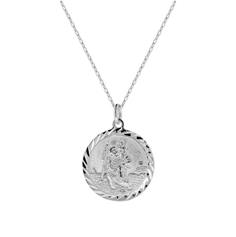 Sterling Silver 20mm Round St. Christopher