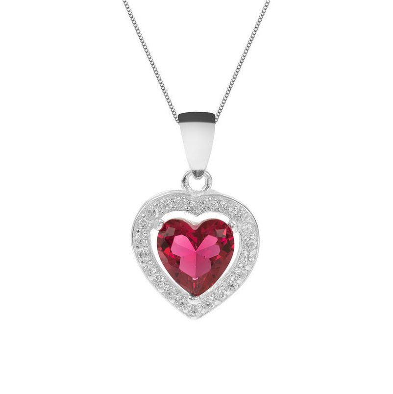 Silver CZ Heart Necklace