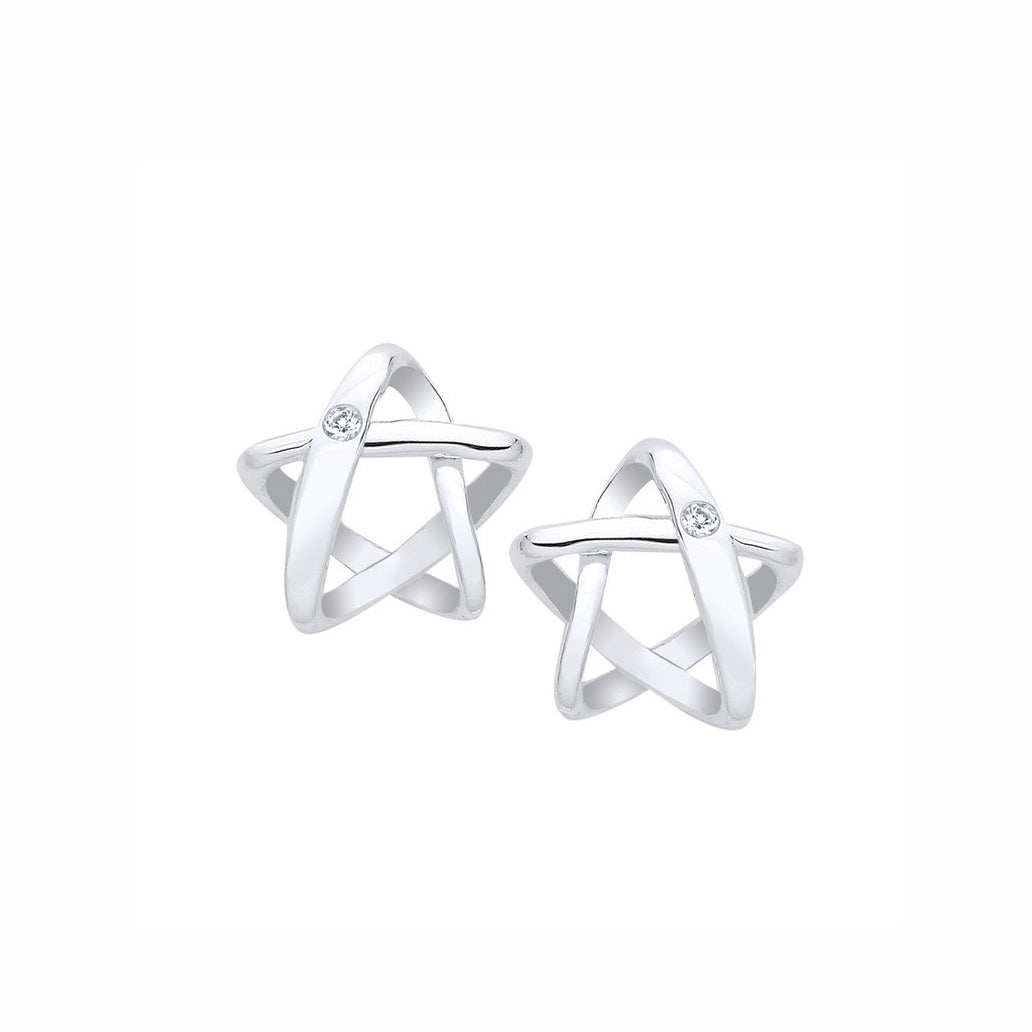 Silver Open Star Stud Earrings