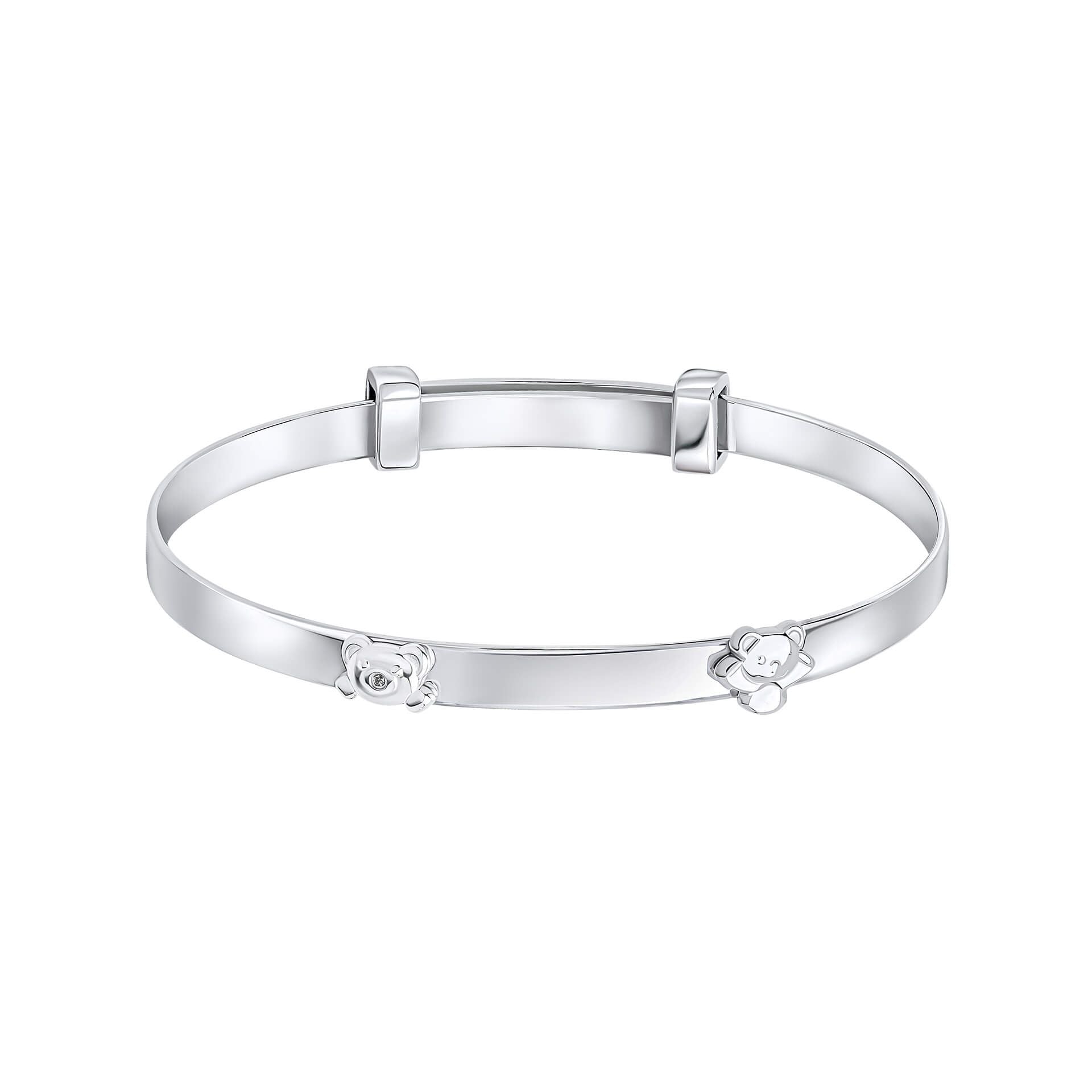 D for Diamond Silver Teddy Peekaboo Expanding Bangle