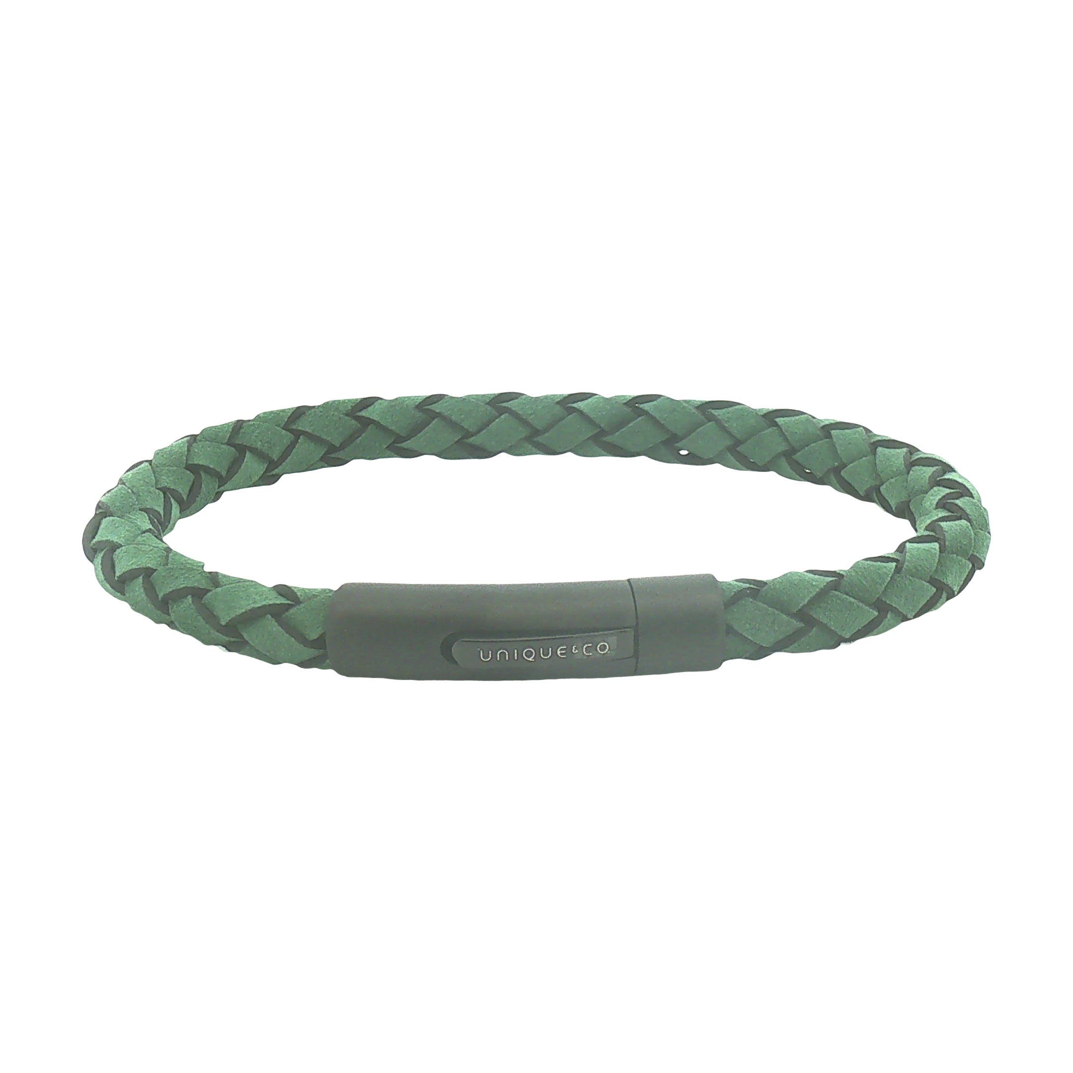 Unique & Co Men's Green Suede Leather Bracelet B568GS