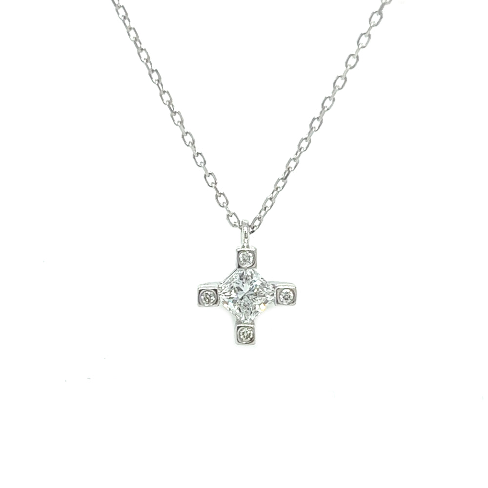 Colormond Criss Cross Lab Grown Diamond Neckalce 18ct White Gold