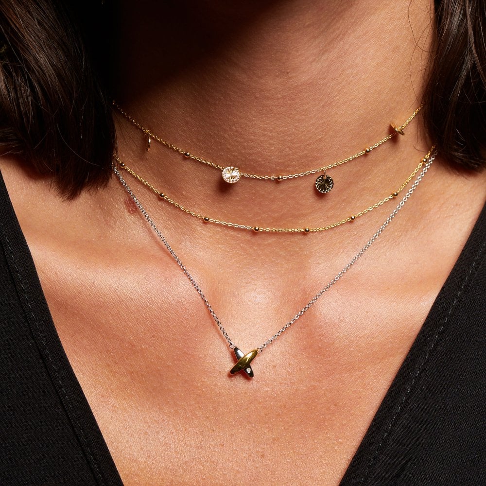 Hot Diamonds Coupled Two Tone Necklace DN225 Model