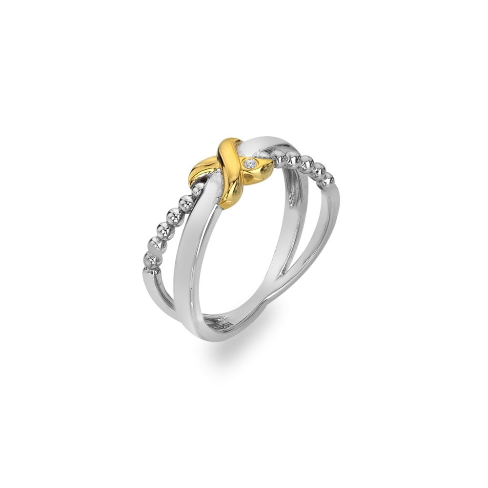 Hot Diamonds Coupled Two Tone Ring DR306/P side
