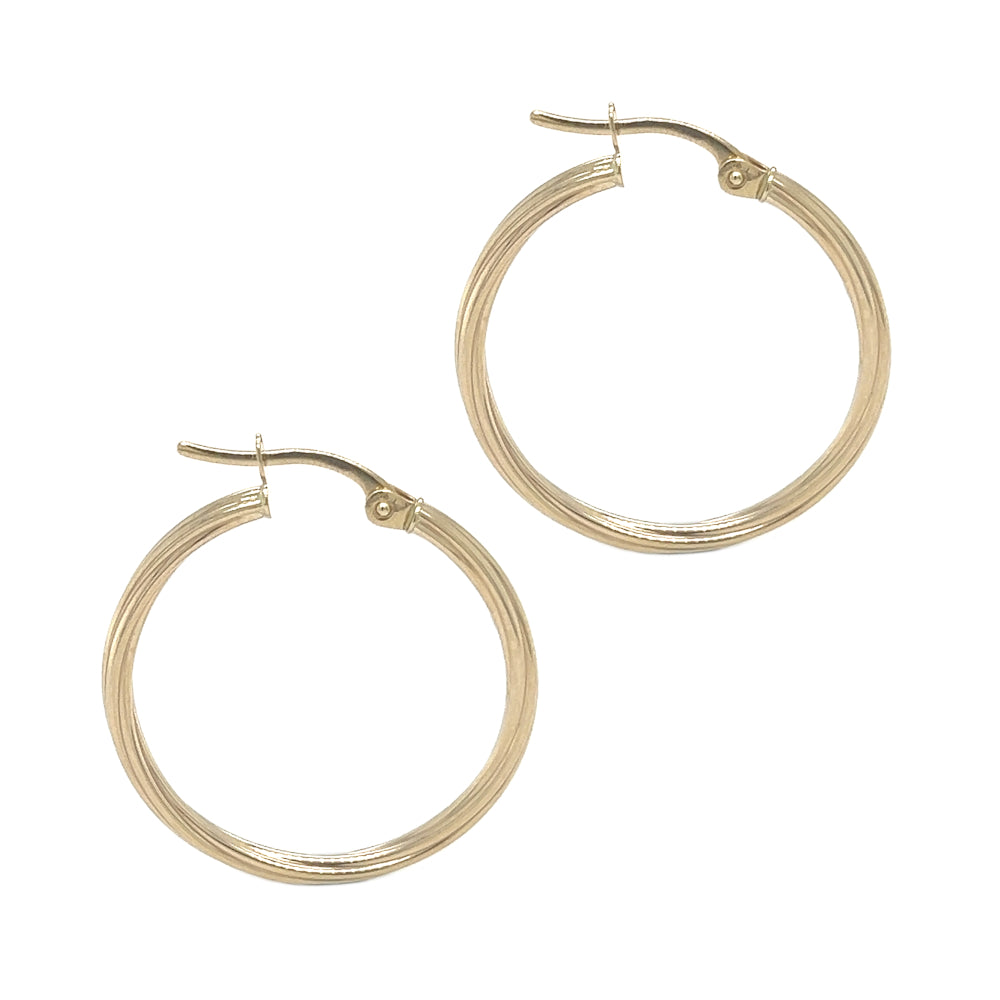 9ct Yellow Gold 24mm Twisted Hoop Earrings