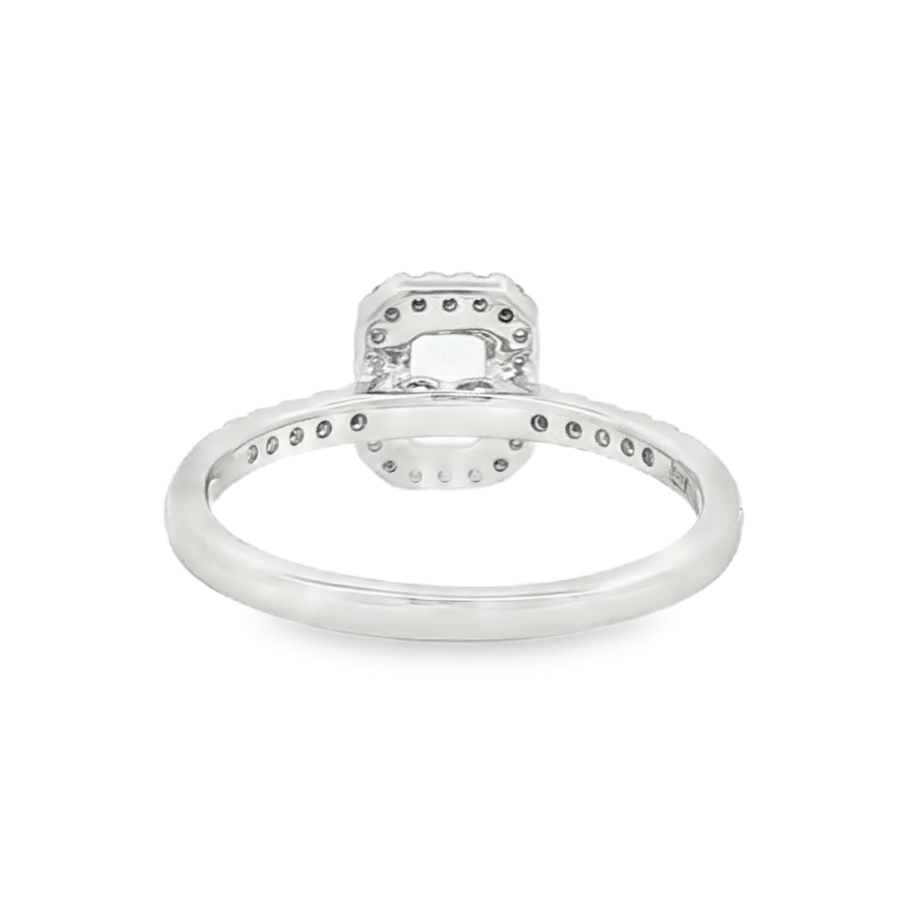 Aquamarine & Diamond Octagonal Cluster Ring 9ct White Gold REAR