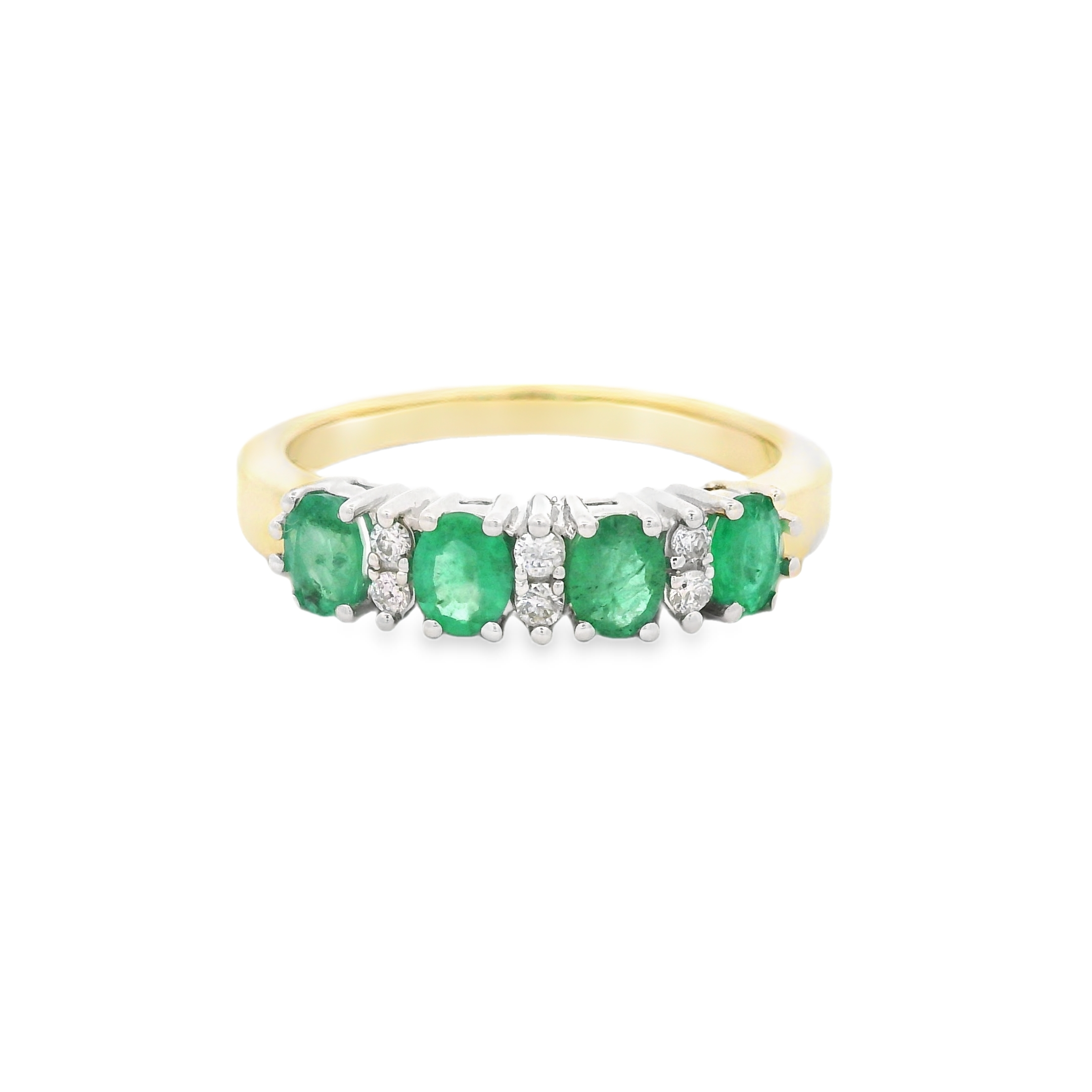 Emerald & Diamond Eternity Ring 9ct Gold