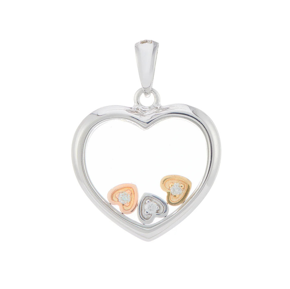 9ct White Gold Floating Diamond Heart Pendant