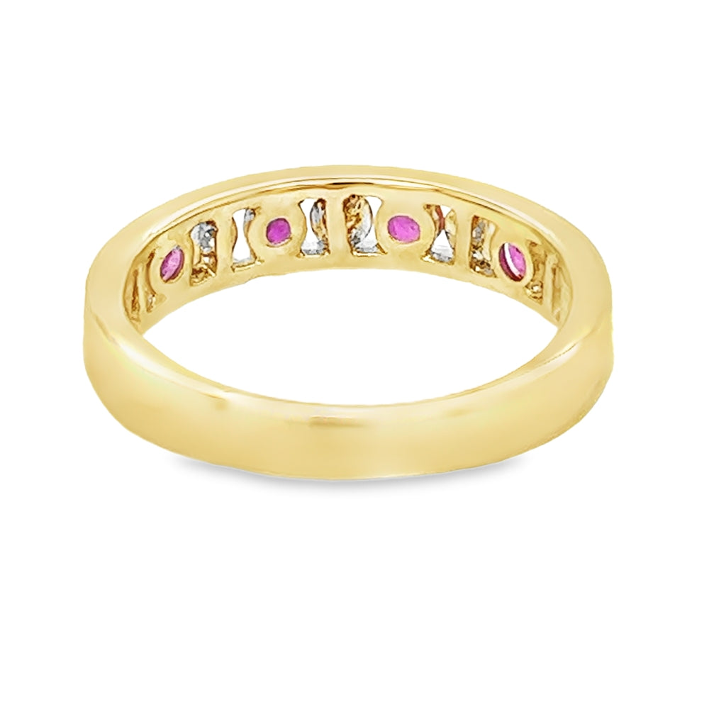 Ruby & Diamond Eternity Ring Channel Set 9ct Gold rear