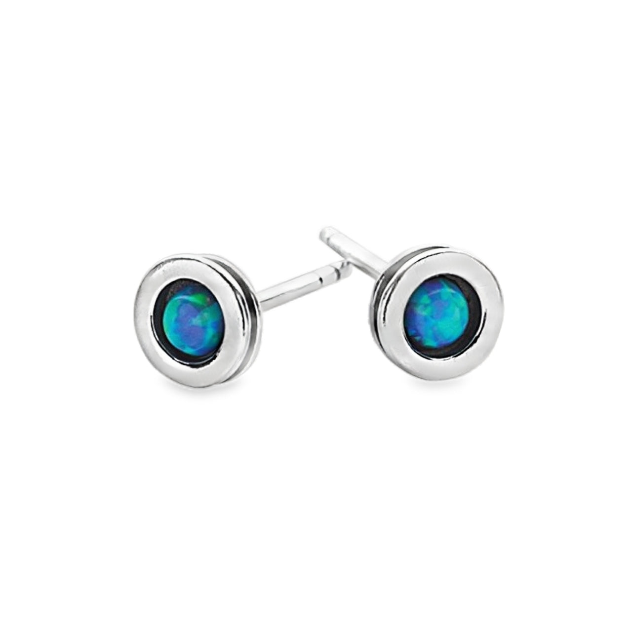 Aviv Silver Round Opal Stud Earrings