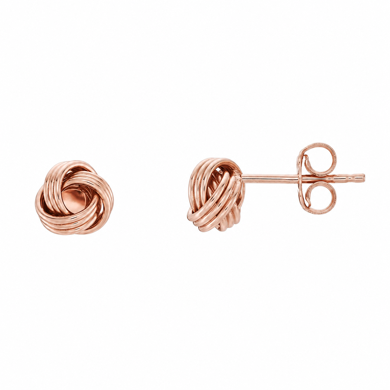 9ct Rose Gold 6mm Ribbed Knot Earrings