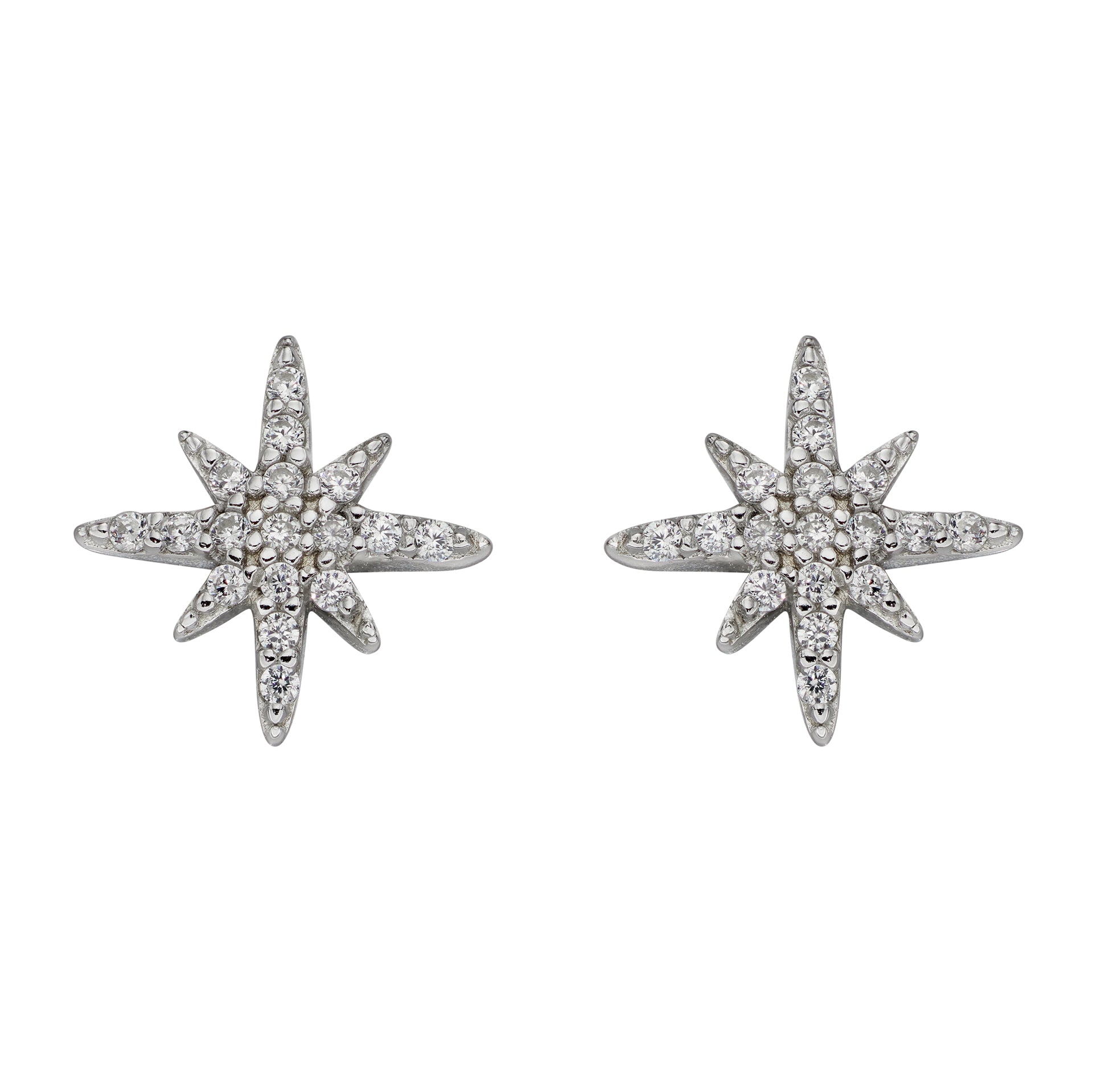 Beginnings Pave Set Cubic Zirconia Starburst Stud Earrings