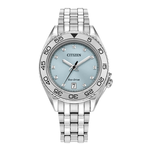 Citizen Eco Drive Ladies Diamond Dial Bracelet Watch FE6161-54L