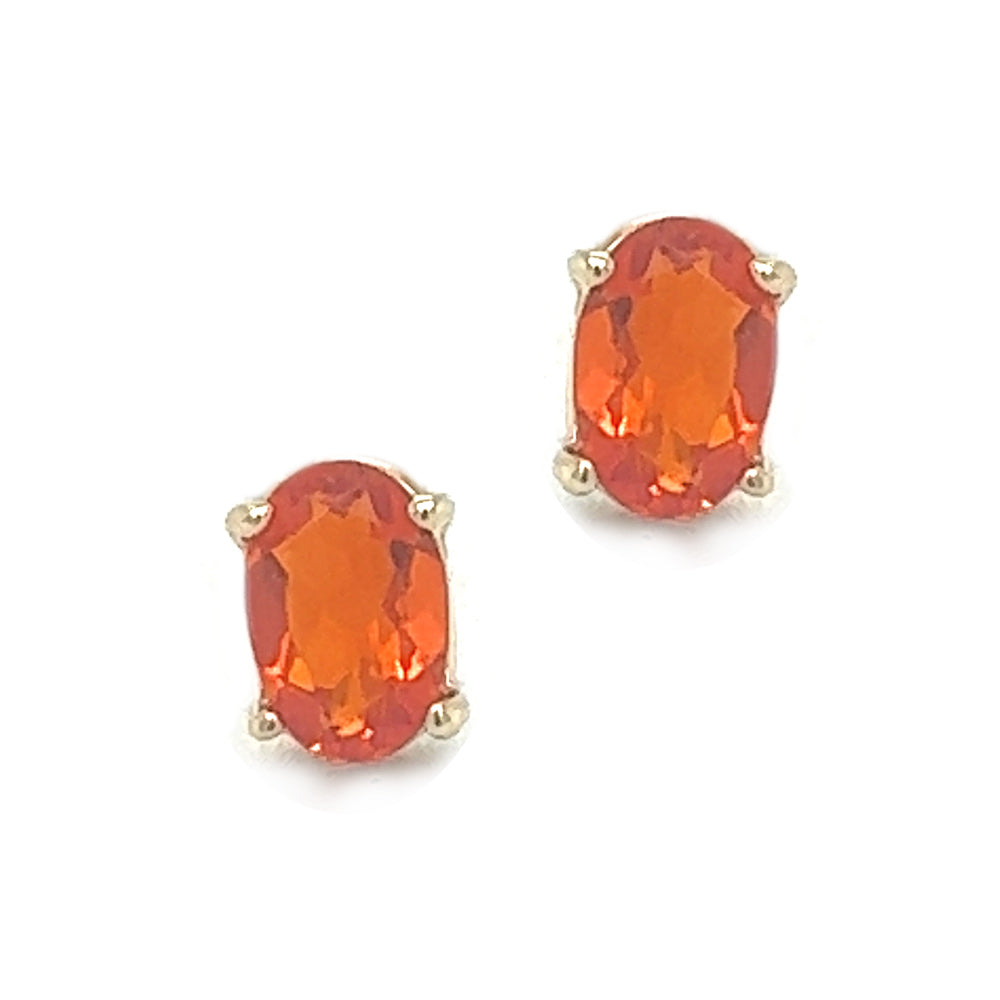 9ct Gold Oval Cut Fire Opal Earrings