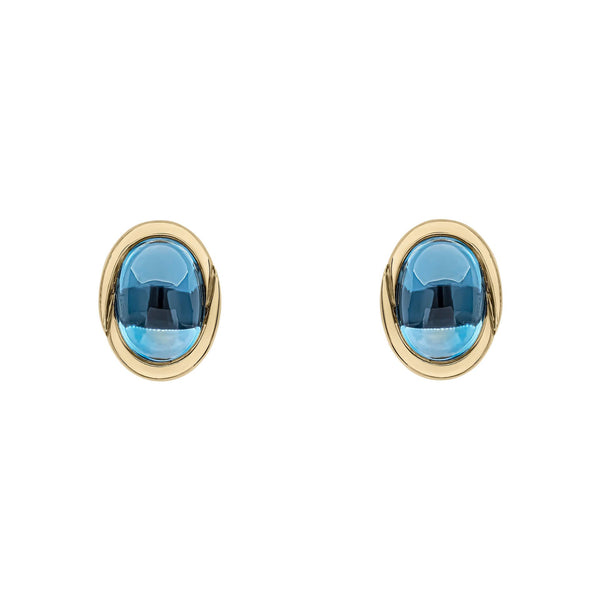 9ct Yellow Gold Cabochon Topaz Earrings